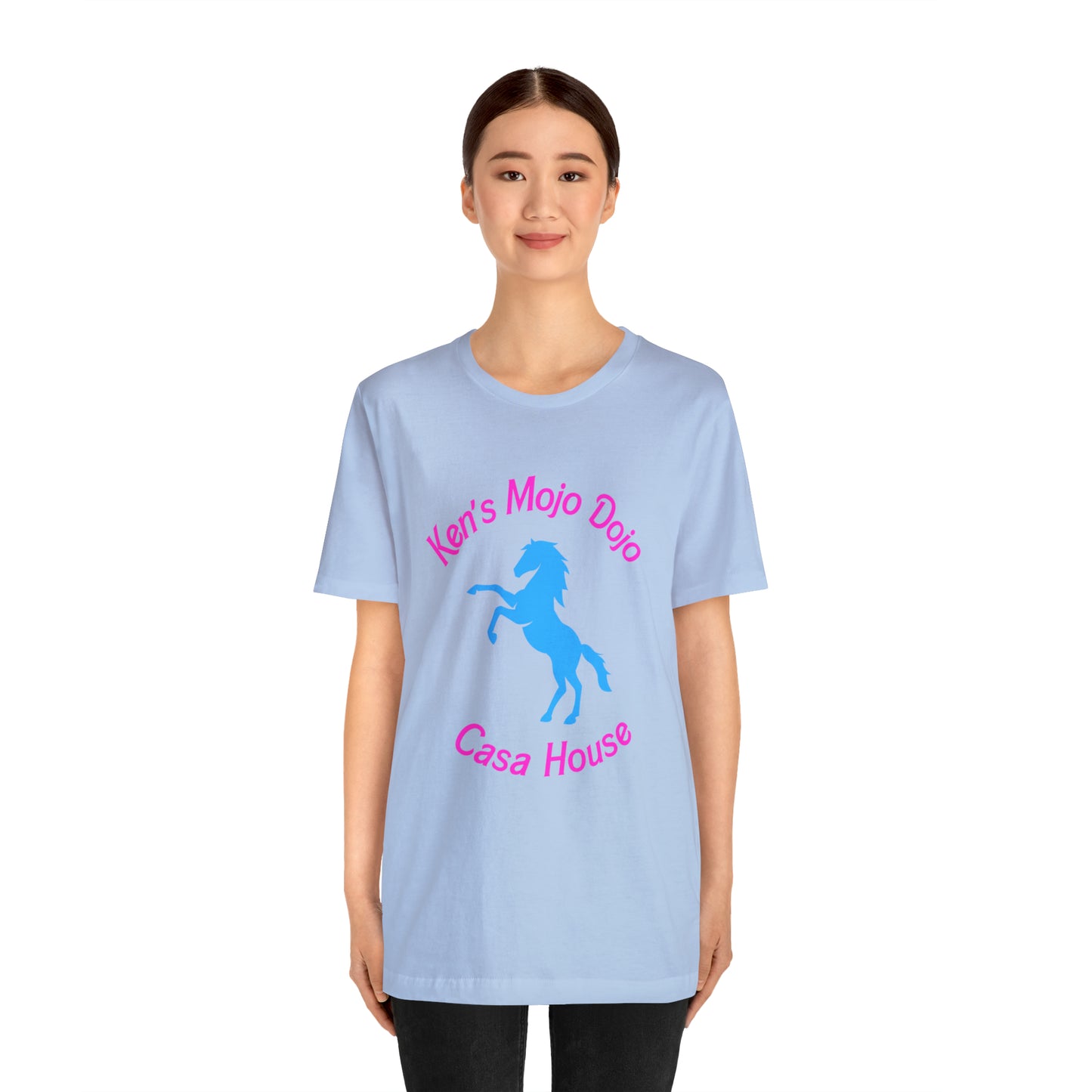 Neon Pink and Blue: Ken's Mojo Dojo Casa House, Unisex Jersey Short Sleeve Tee