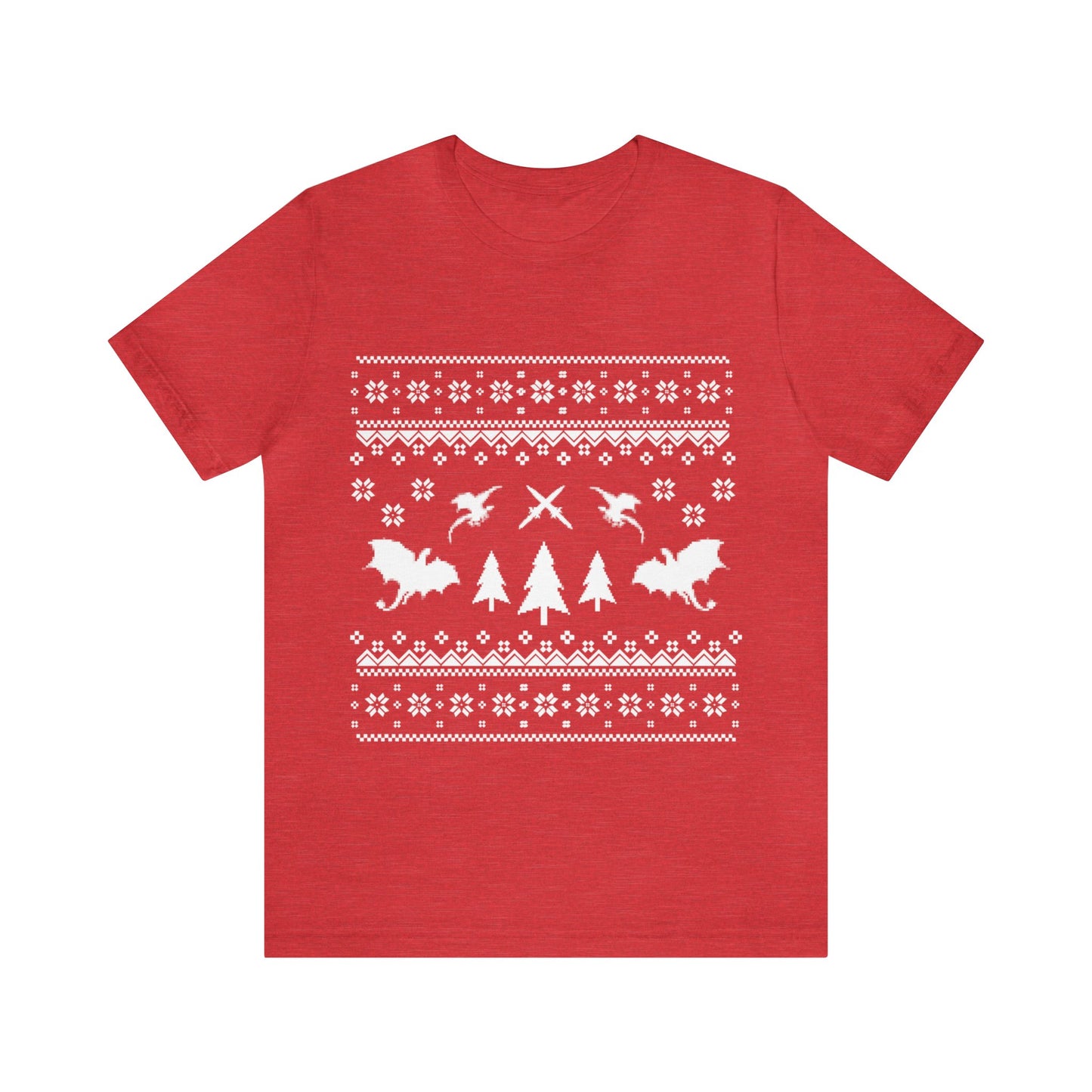 8-bit Fair Isle Dragon Christmas - Version 3 - Unisex T-shirt