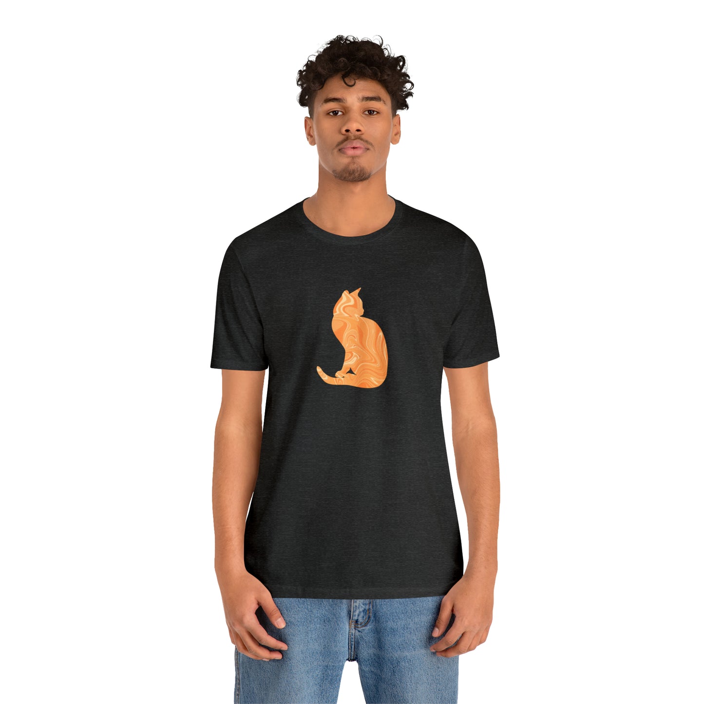 Orange Marble Cat, Unisex Jersey Short Sleeve Tee