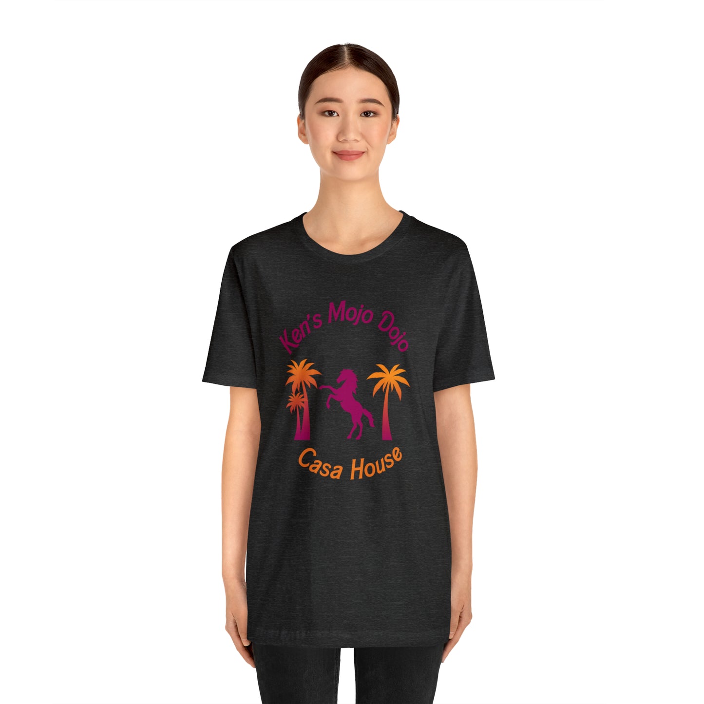 Warm Neon Palm Horse, Mojo Dojo Casa House, Unisex Jersey Short Sleeve Tee