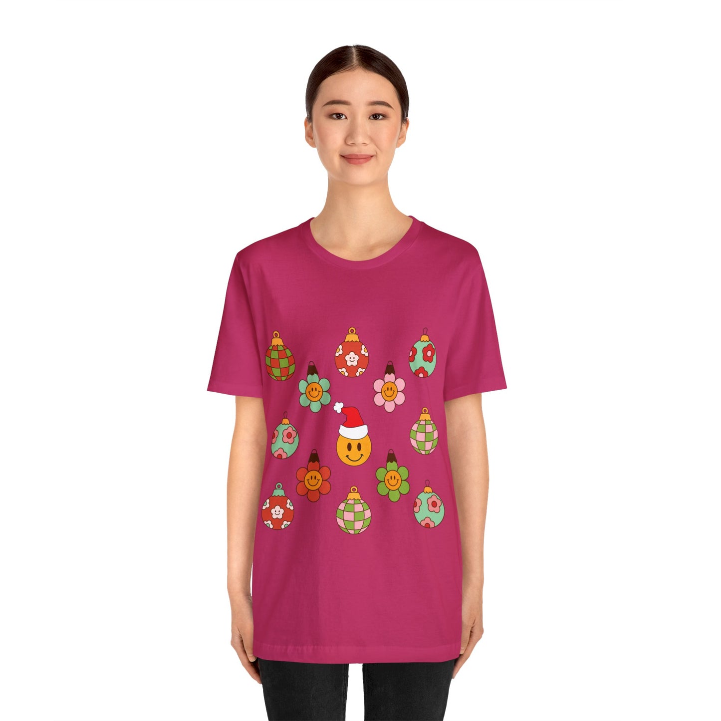 Groovy Smiley Christmas with NO back design - Unisex T-shirt