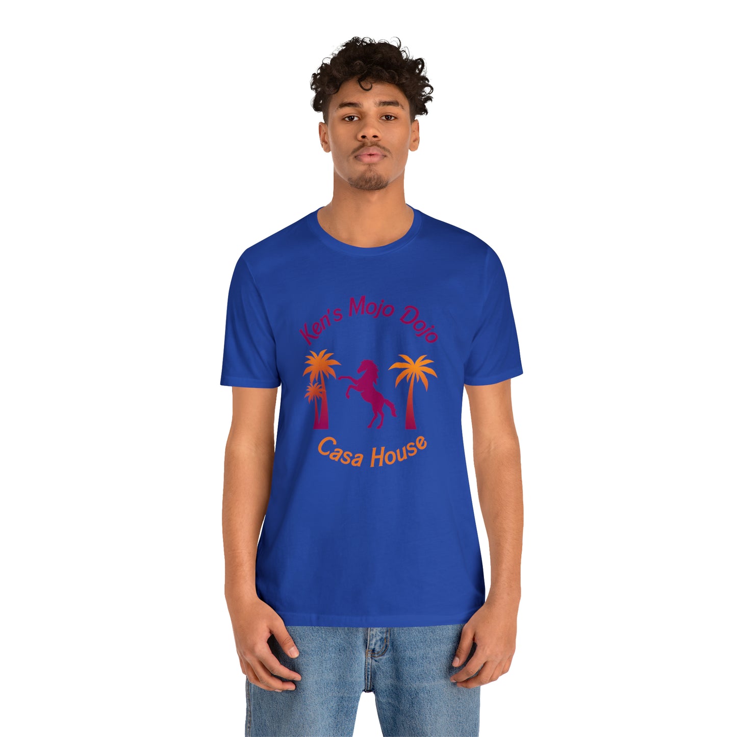 Warm Neon Palm Horse, Mojo Dojo Casa House, Unisex Jersey Short Sleeve Tee