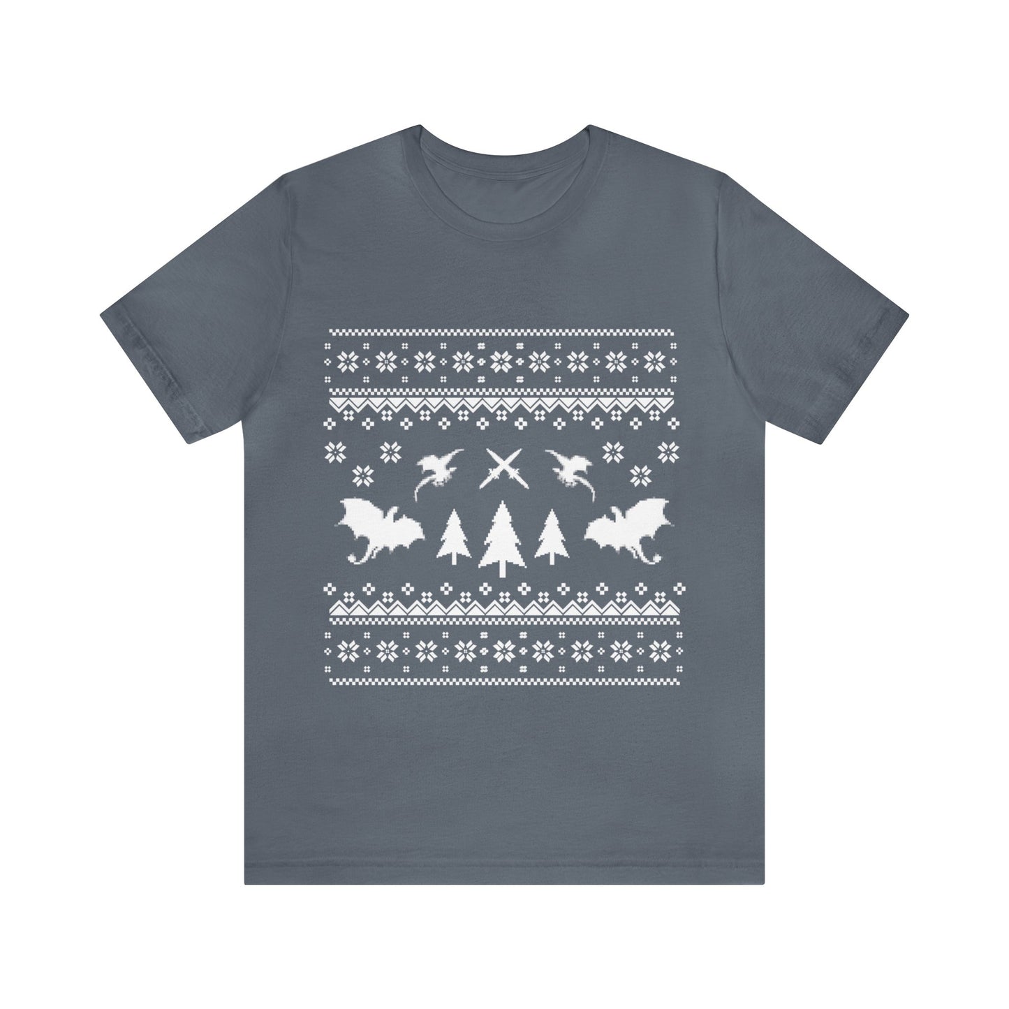 8-bit Fair Isle Dragon Christmas - Version 3 - Unisex T-shirt