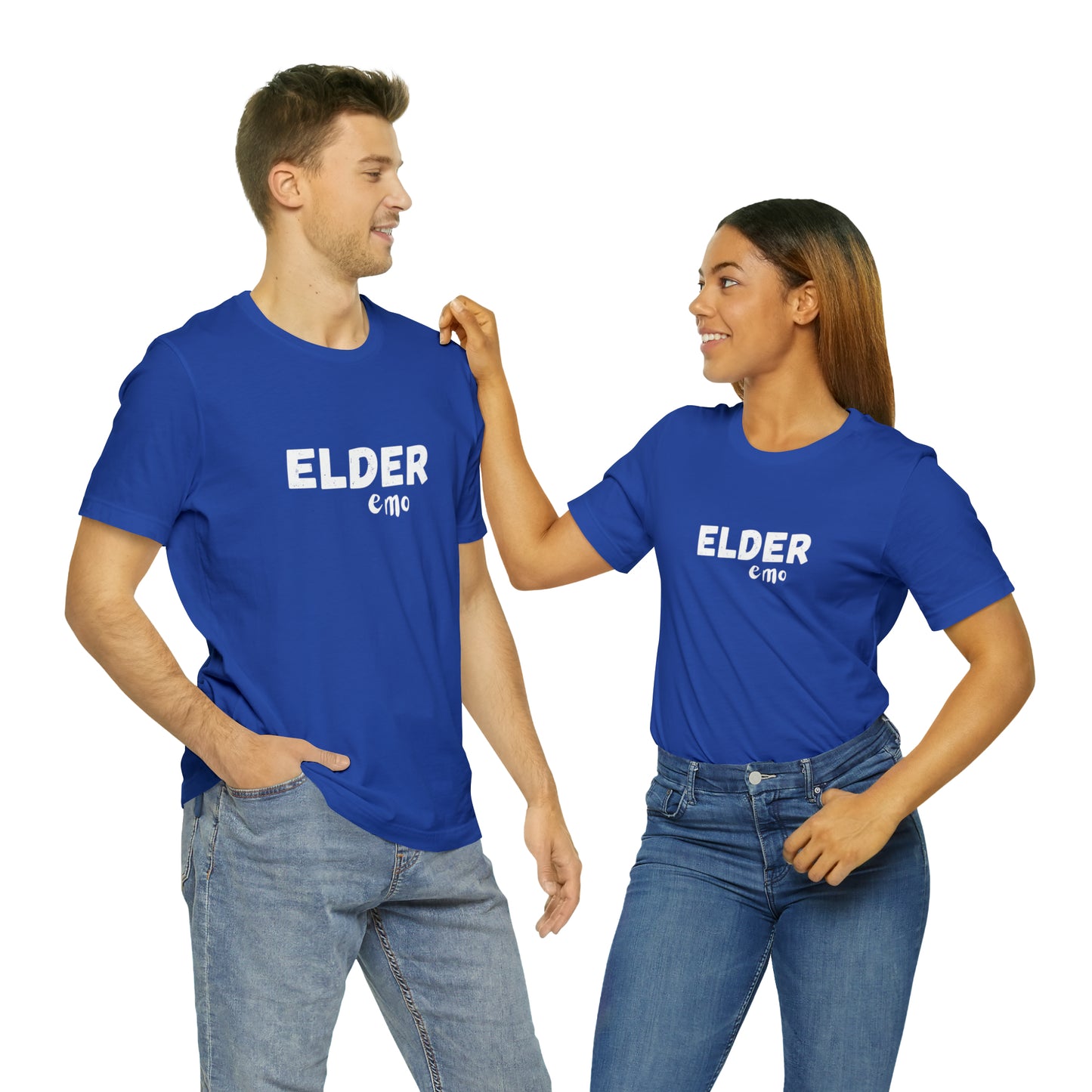 No paint WHITE LETTER Elder Emo, Unisex Jersey Short Sleeve Tee