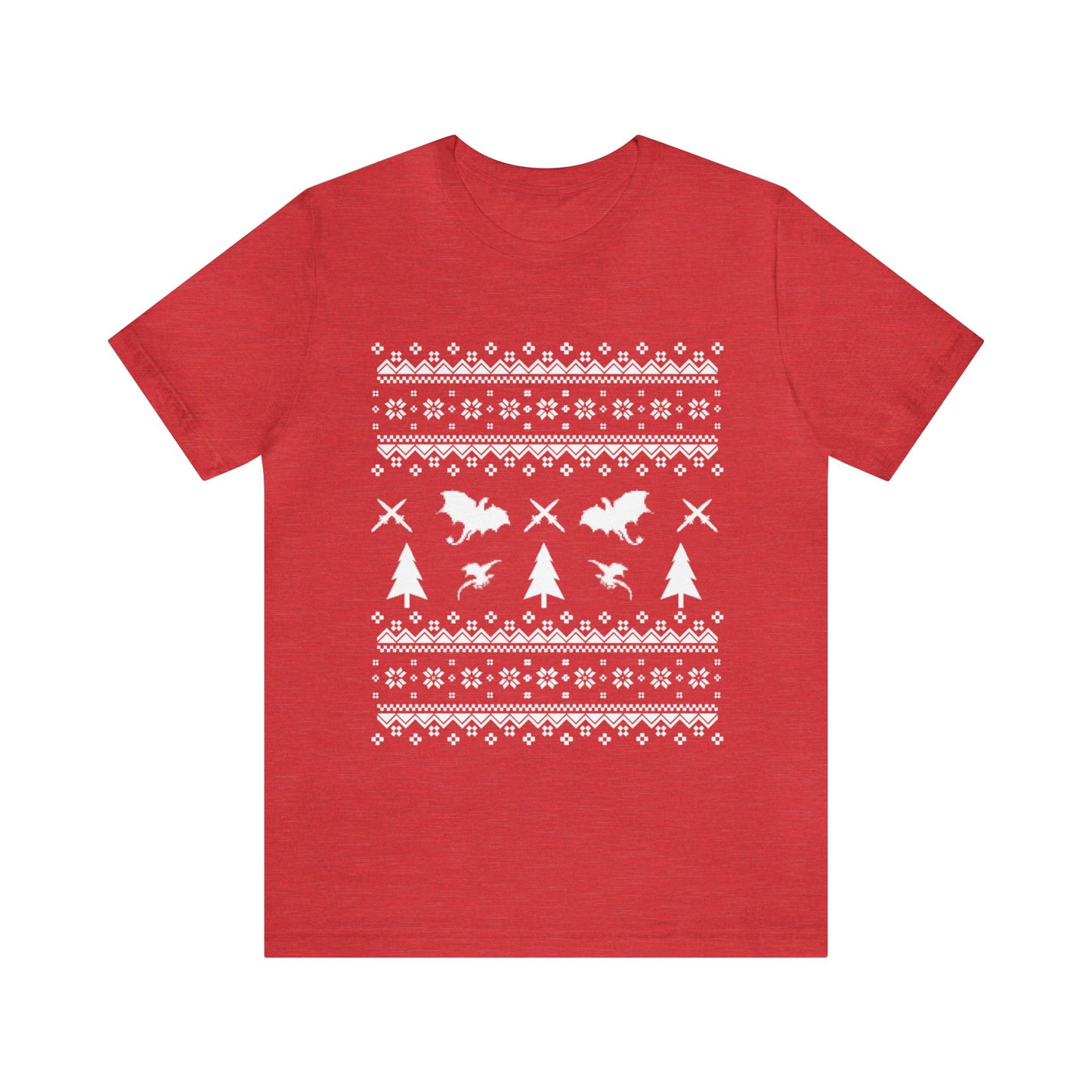 8-bit Fair Isle Dragon Christmas - Version 1 - Unisex T-shirt