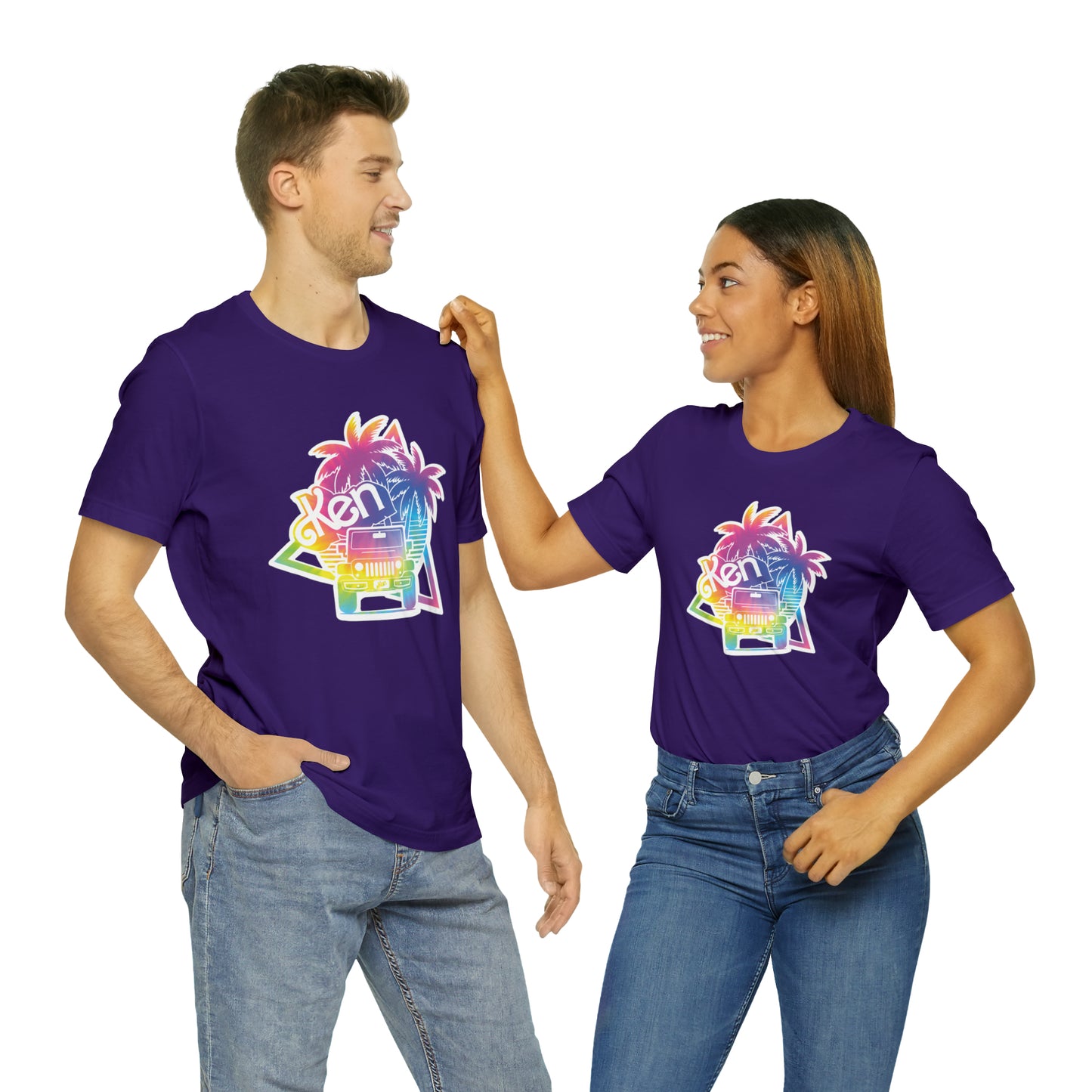 White sticker tie dye, Beep Beep KEN Jeep, Unisex Jersey Short Sleeve Tee