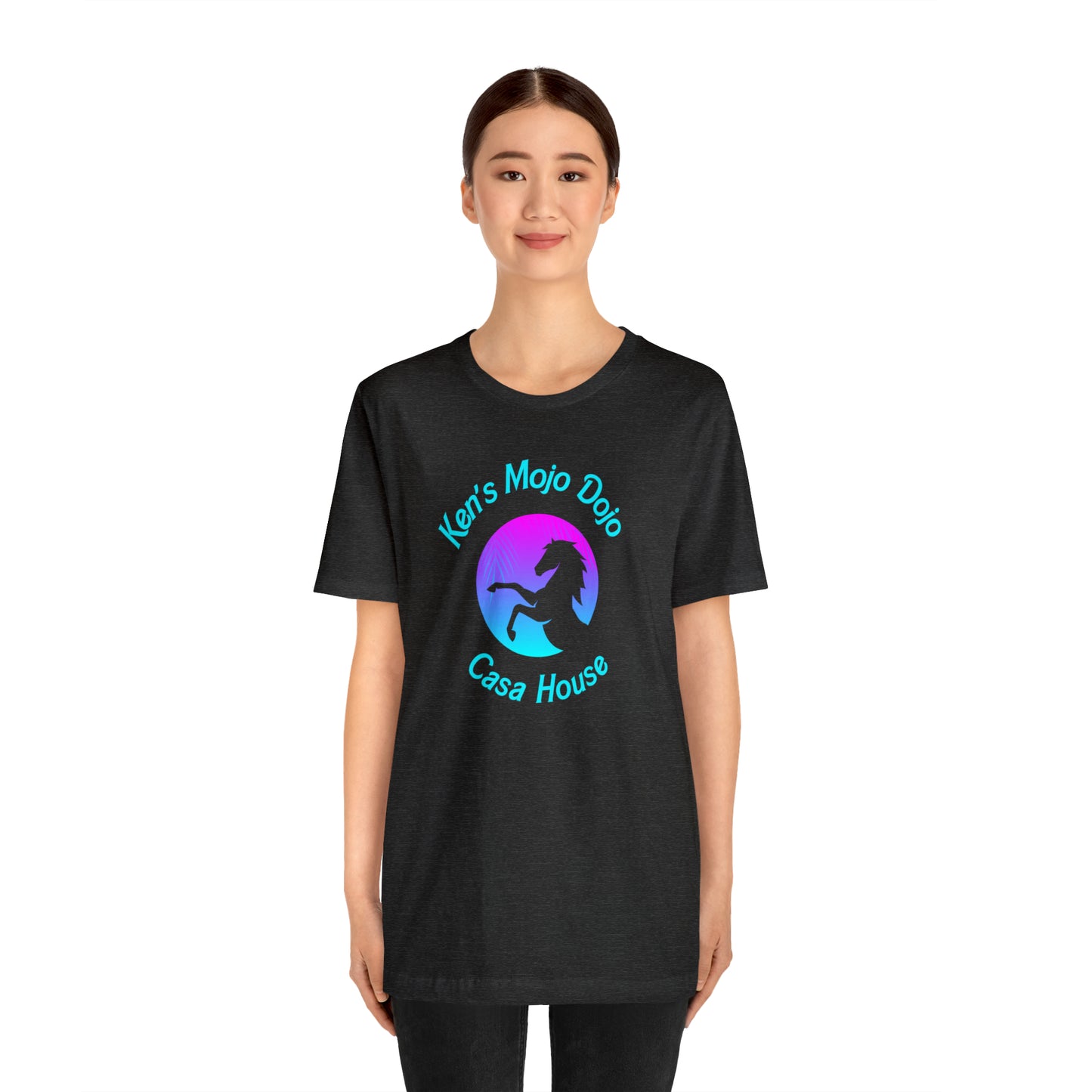 Neon Teal Moon: Mojo Dojo Casa House, Unisex Jersey Short Sleeve Tee