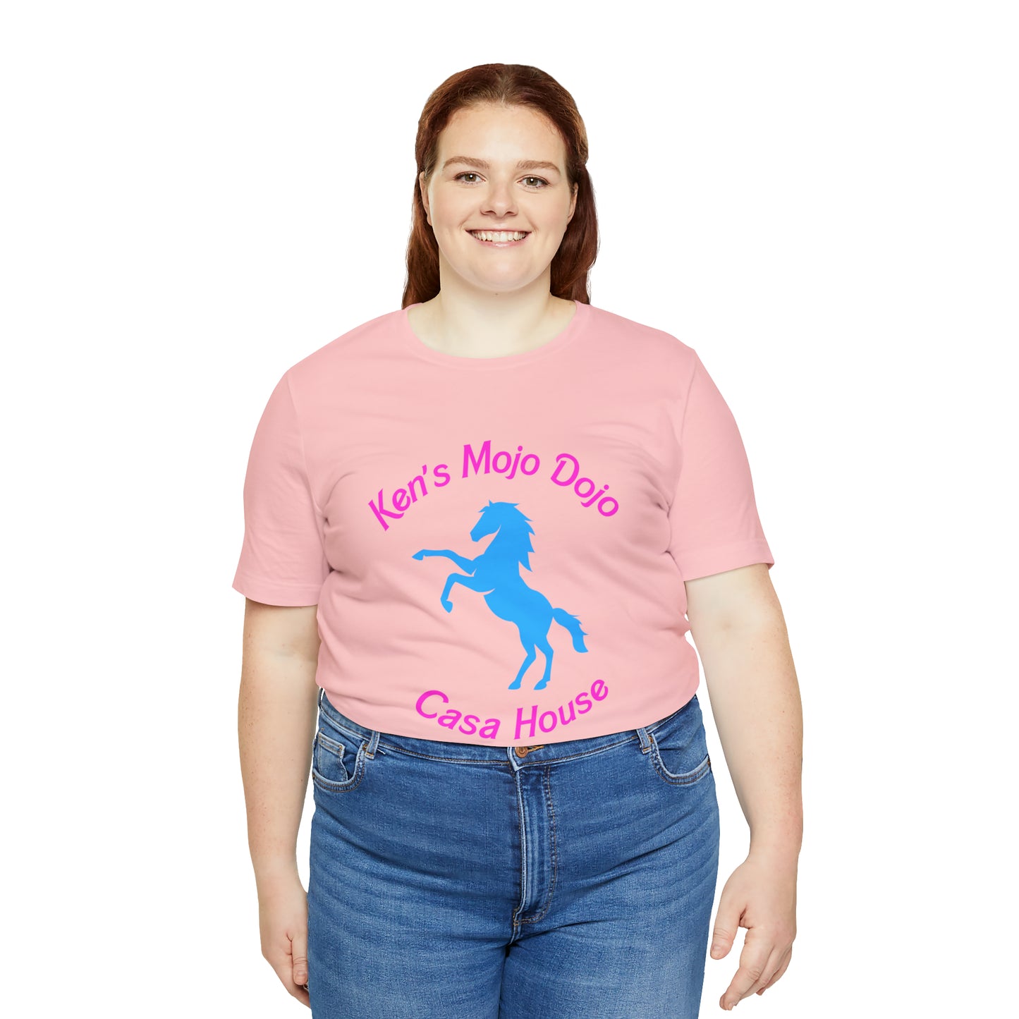 Neon Pink and Blue: Ken's Mojo Dojo Casa House, Unisex Jersey Short Sleeve Tee