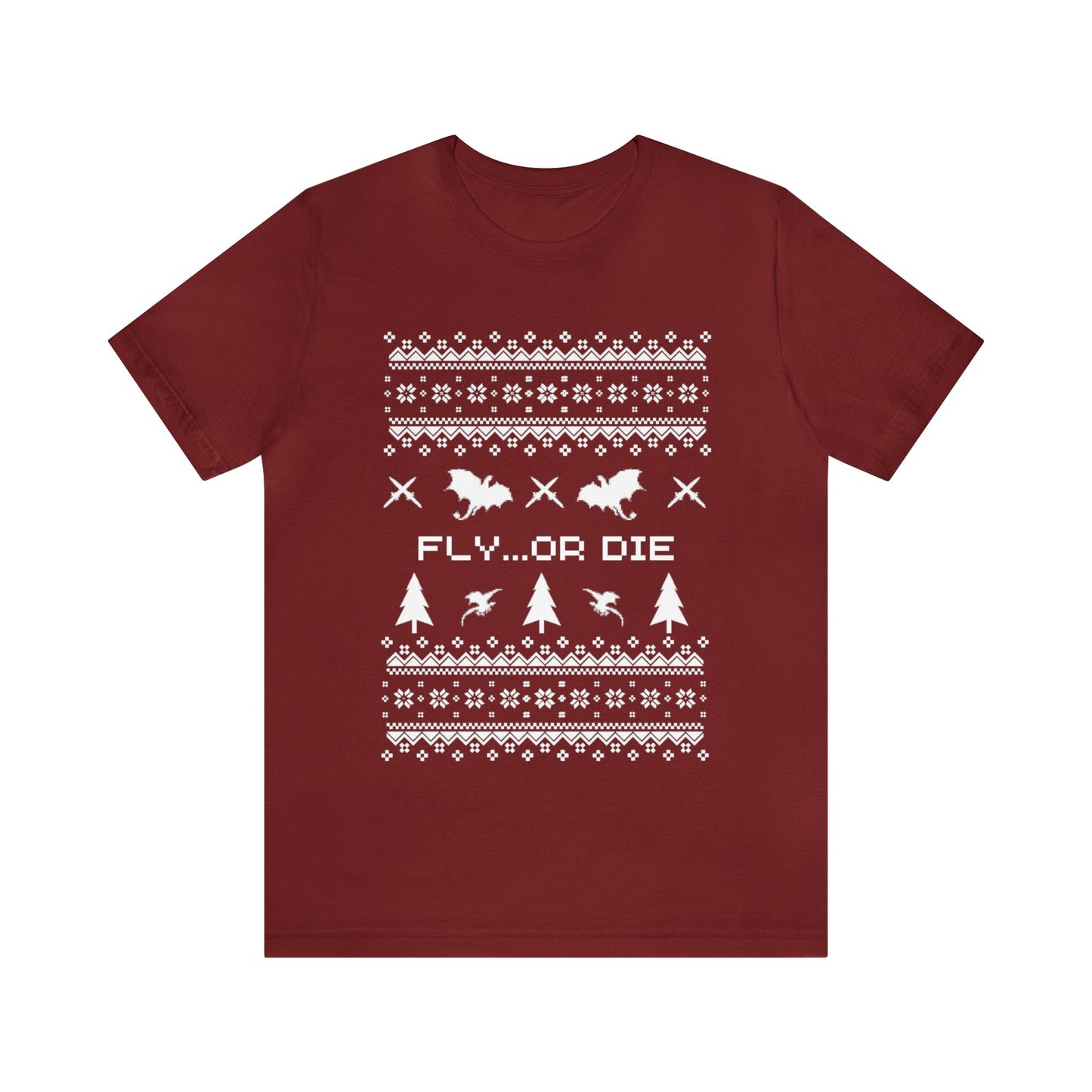 8-bit Fair Isle Dragon Christmas - Version 2 - Unisex T-shirt