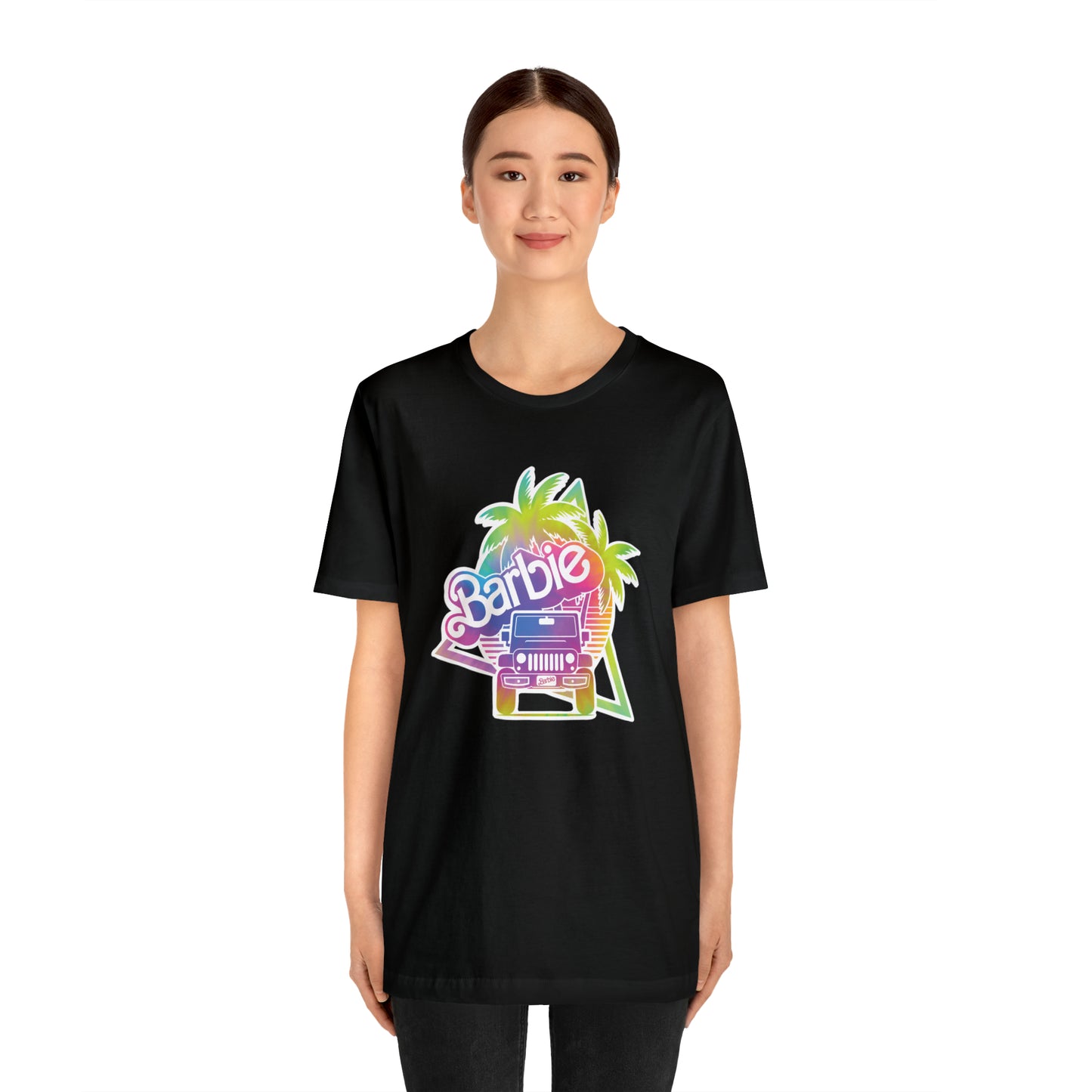 Tie dye 1, Beep Beep Barbie Jeep, Unisex Jersey Short Sleeve Tee