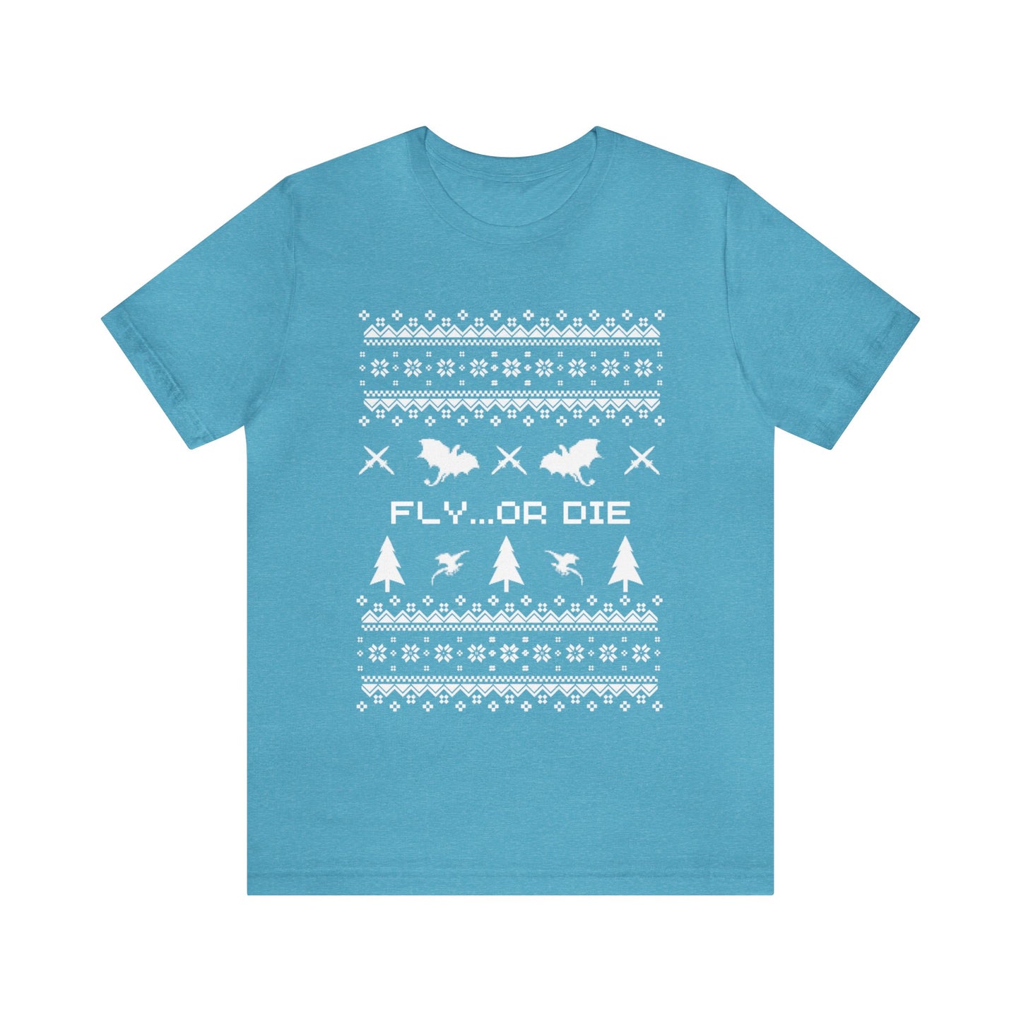 8-bit Fair Isle Dragon Christmas - Version 2 - Unisex T-shirt