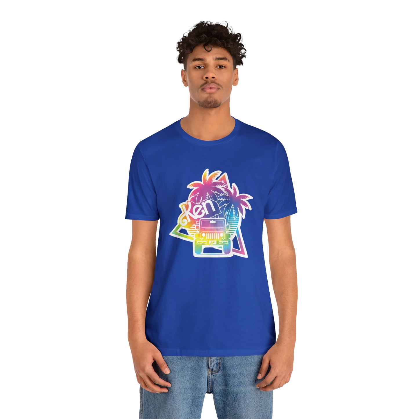 White sticker tie dye, Beep Beep KEN Jeep, Unisex Jersey Short Sleeve Tee