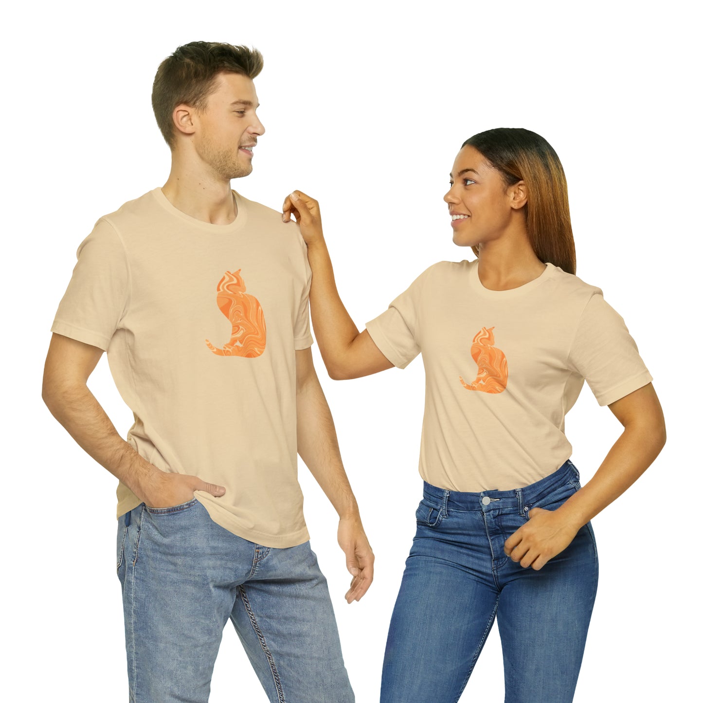 Orange Marble Cat, Unisex Jersey Short Sleeve Tee
