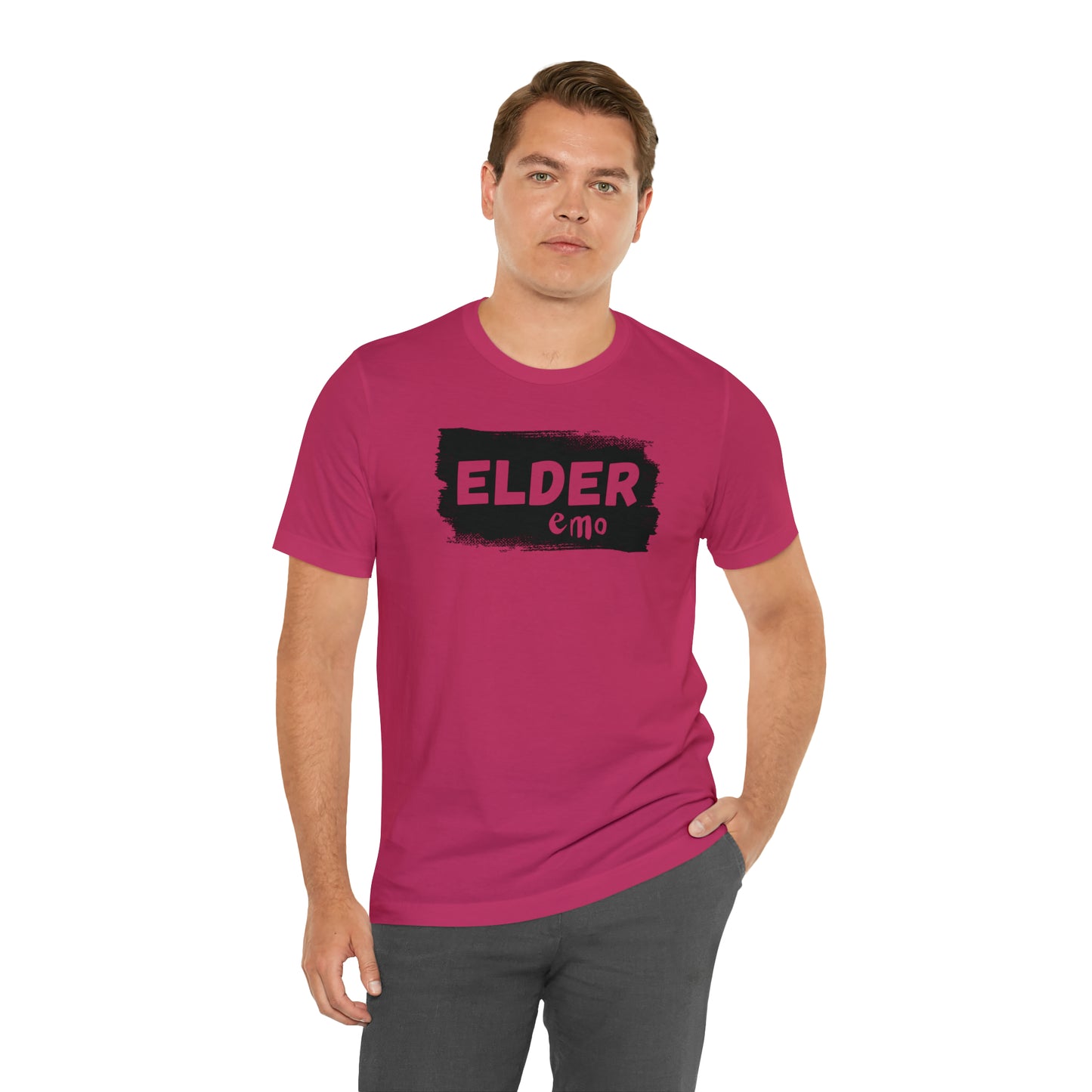 BLACK LETTER Elder Emo, Unisex Jersey Short Sleeve Tee