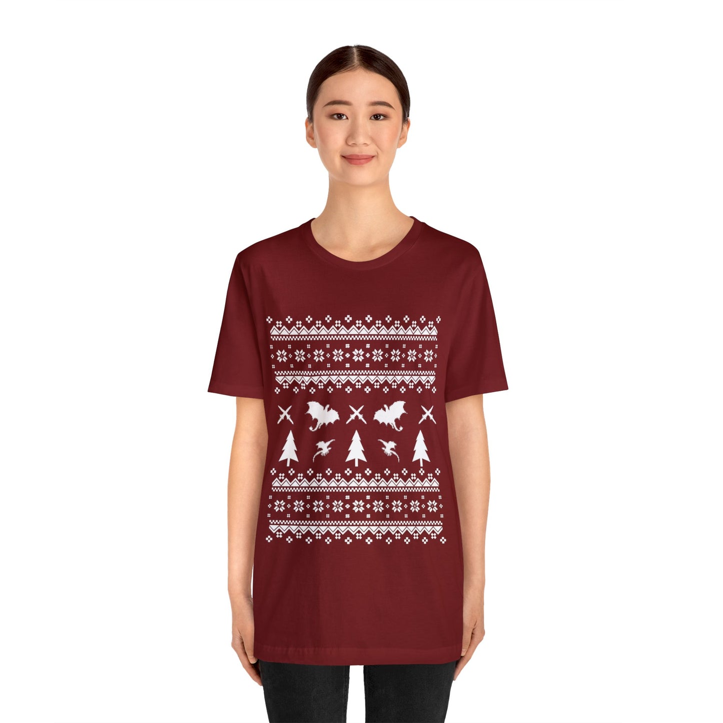 8-bit Fair Isle Dragon Christmas - Version 1 - Unisex T-shirt