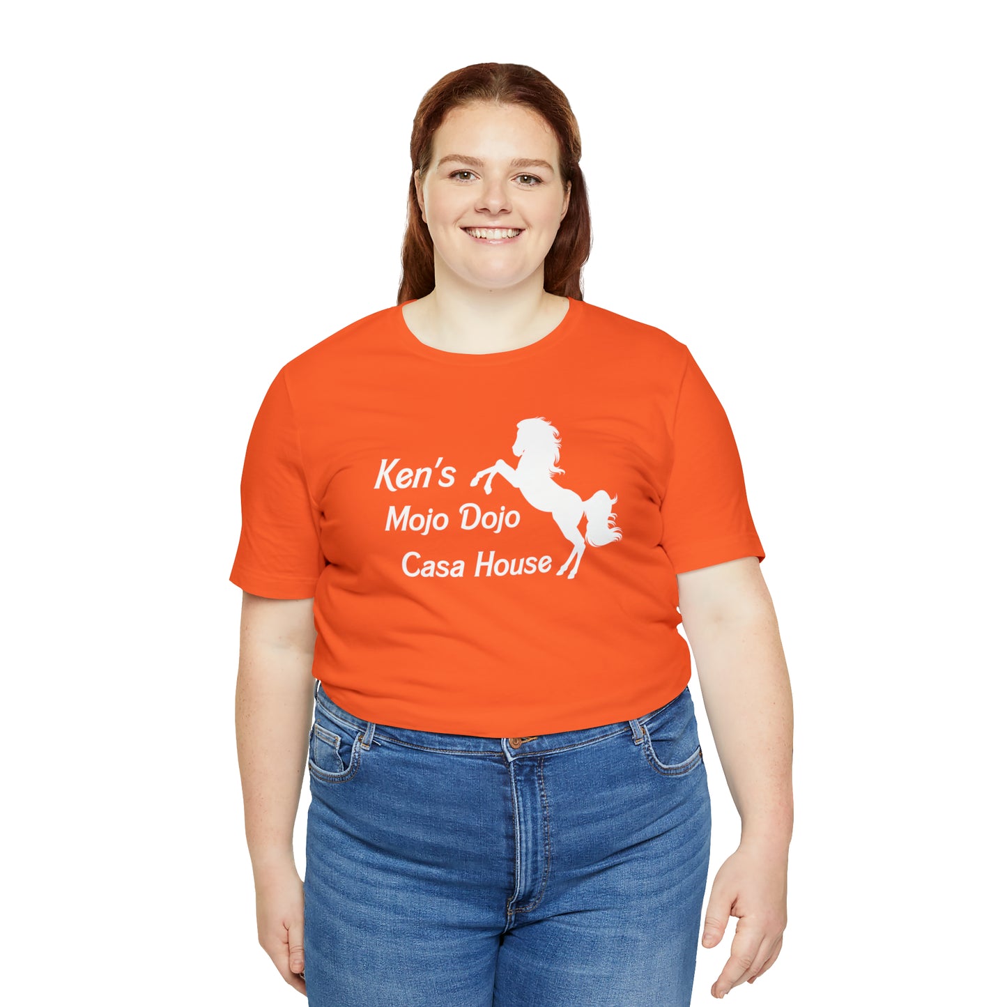 White Silhouette Horse, Mojo Dojo Casa House, Unisex Jersey Short Sleeve Tee