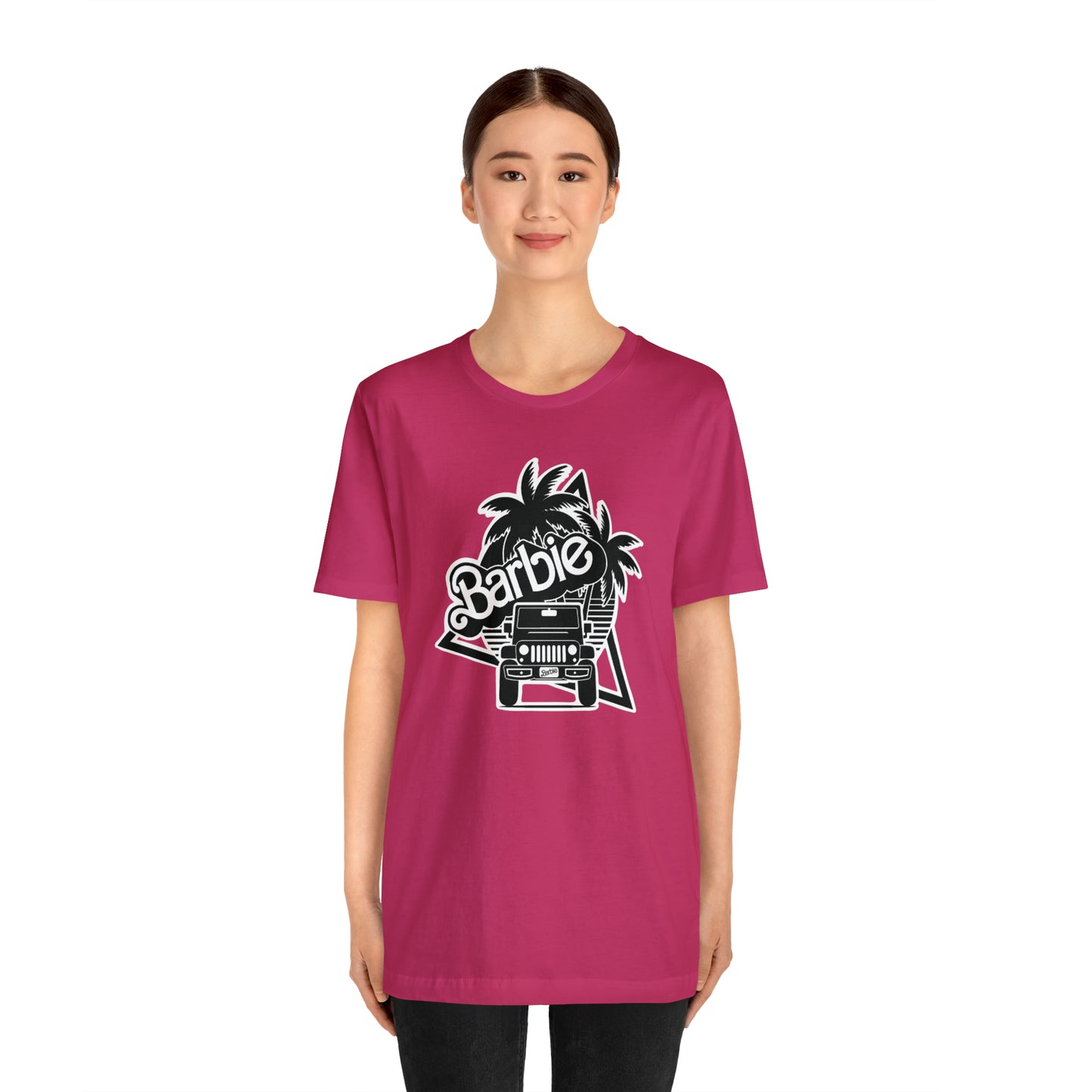 Black and White, Beep Beep Barbie Jeep, Unisex Jersey Short Sleeve Tee