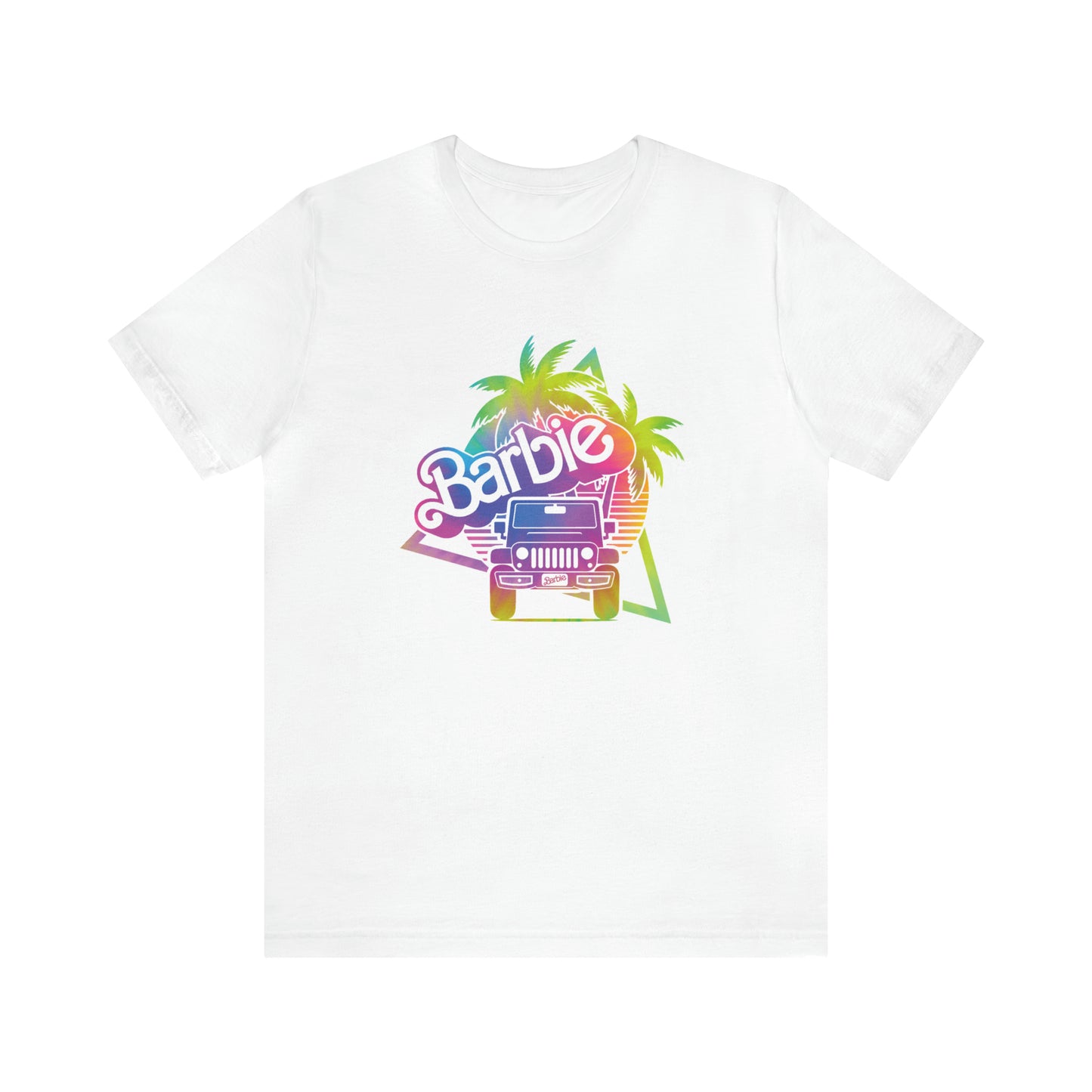 Tie dye 1, Beep Beep Barbie Jeep, Unisex Jersey Short Sleeve Tee