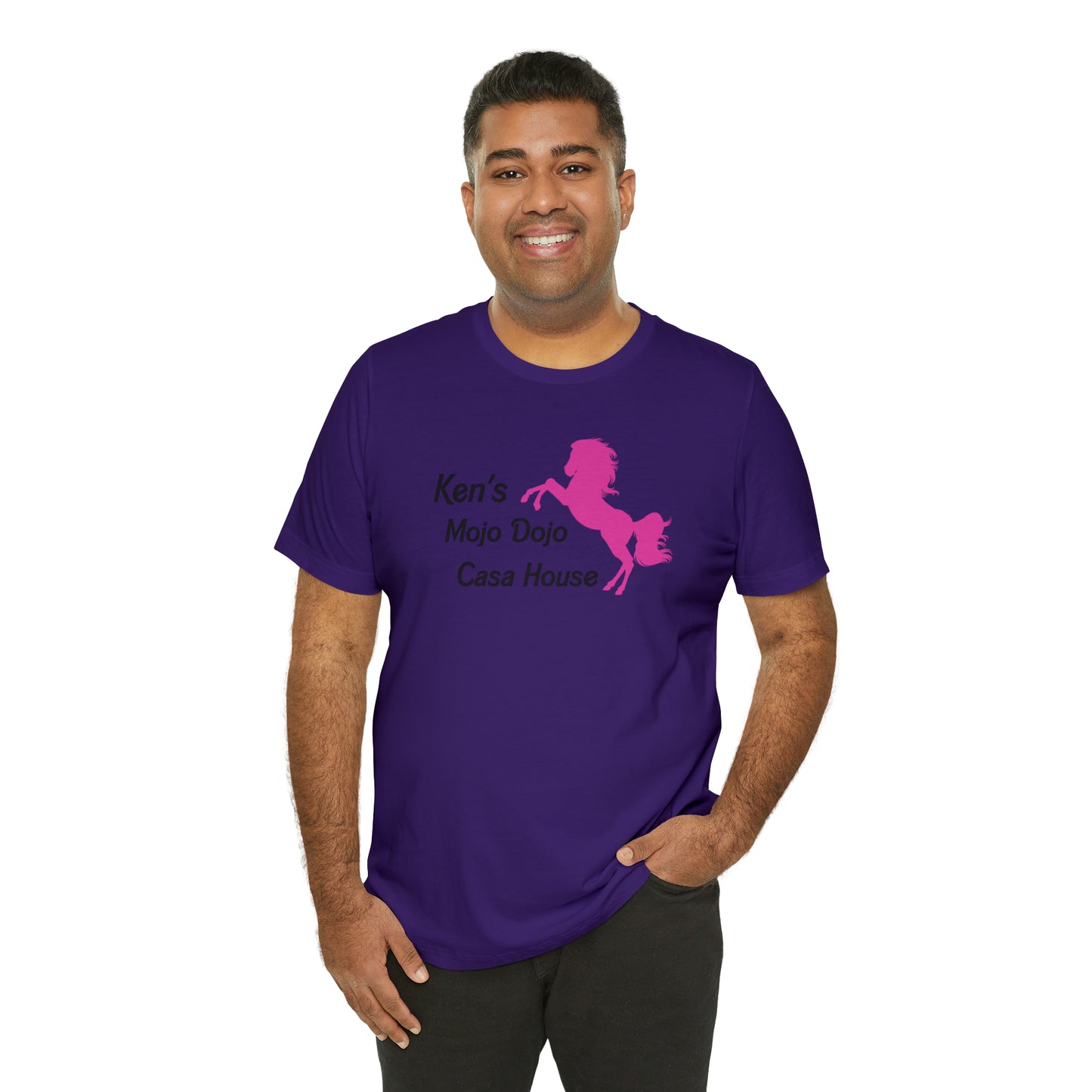 Pink Silhouette Horse, Mojo Dojo Casa House, Unisex Jersey Short Sleeve Tee