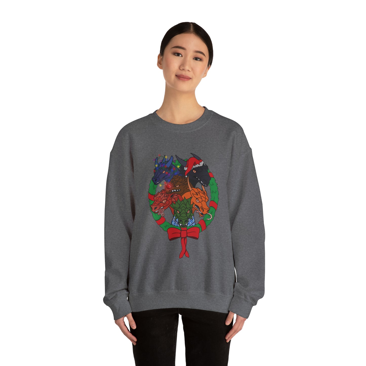 Dragon Christmas with no snow and wreath- Unisex Sweatshirt