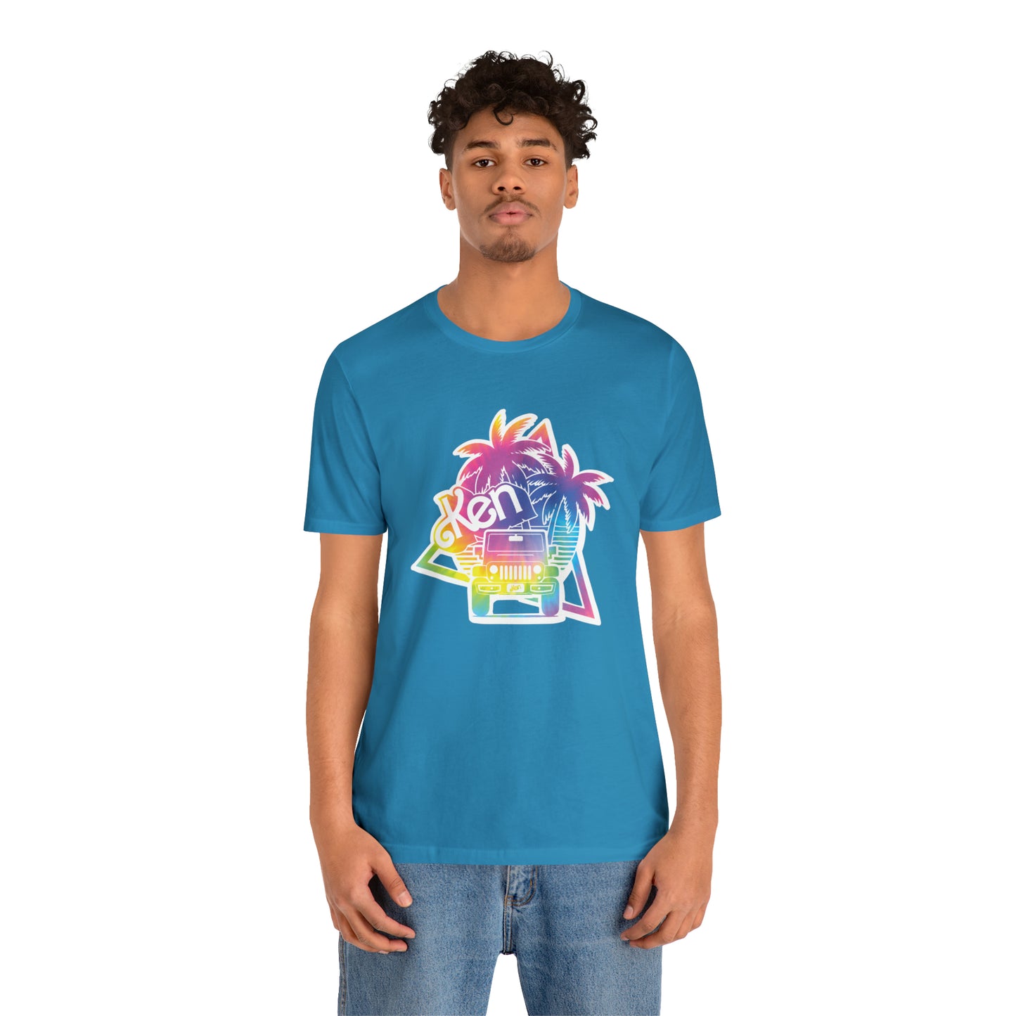 White sticker tie dye, Beep Beep KEN Jeep, Unisex Jersey Short Sleeve Tee