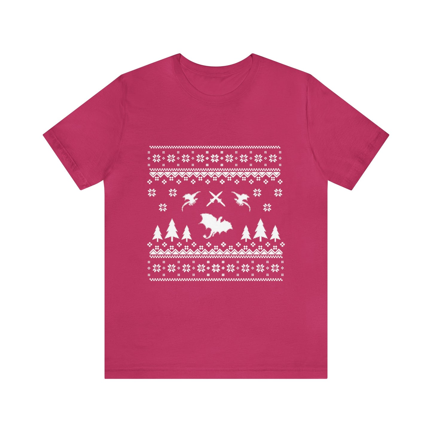 8-bit Fair Isle Dragon Christmas - Version 4 - Unisex T-shirt