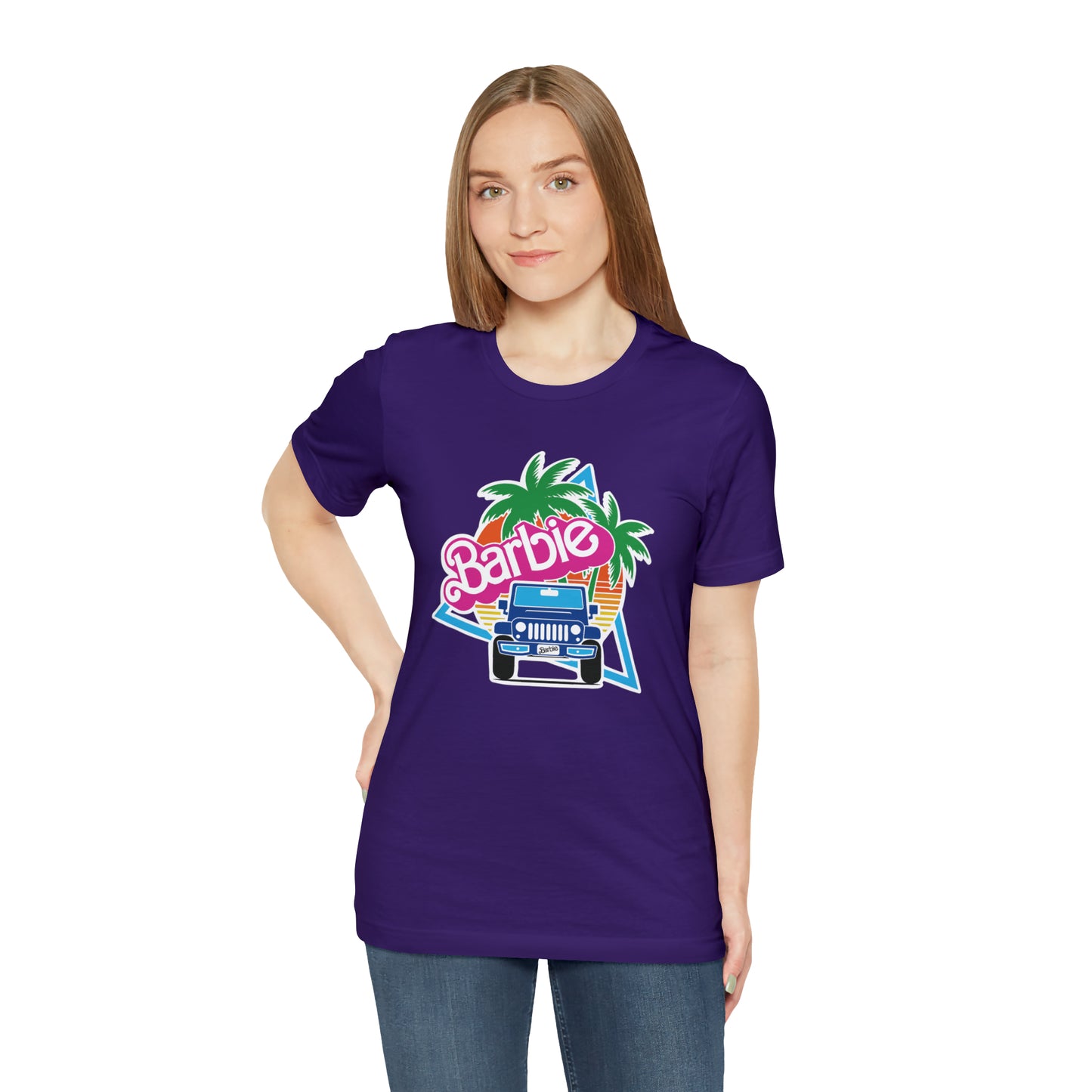 Blue jeep, Beep Beep Barbie Jeep, Unisex Jersey Short Sleeve Tee