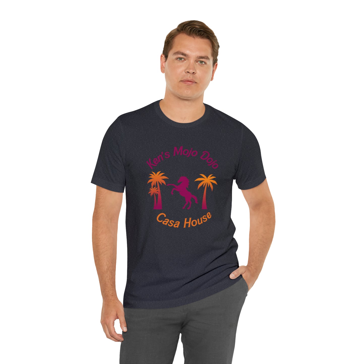 Warm Neon Palm Horse, Mojo Dojo Casa House, Unisex Jersey Short Sleeve Tee