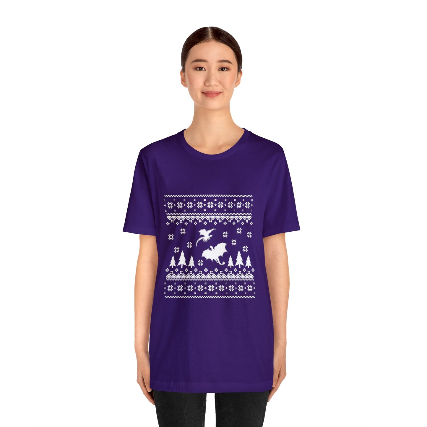 8-bit Fair Isle Dragon Christmas Version 5 - Unisex T-shirt