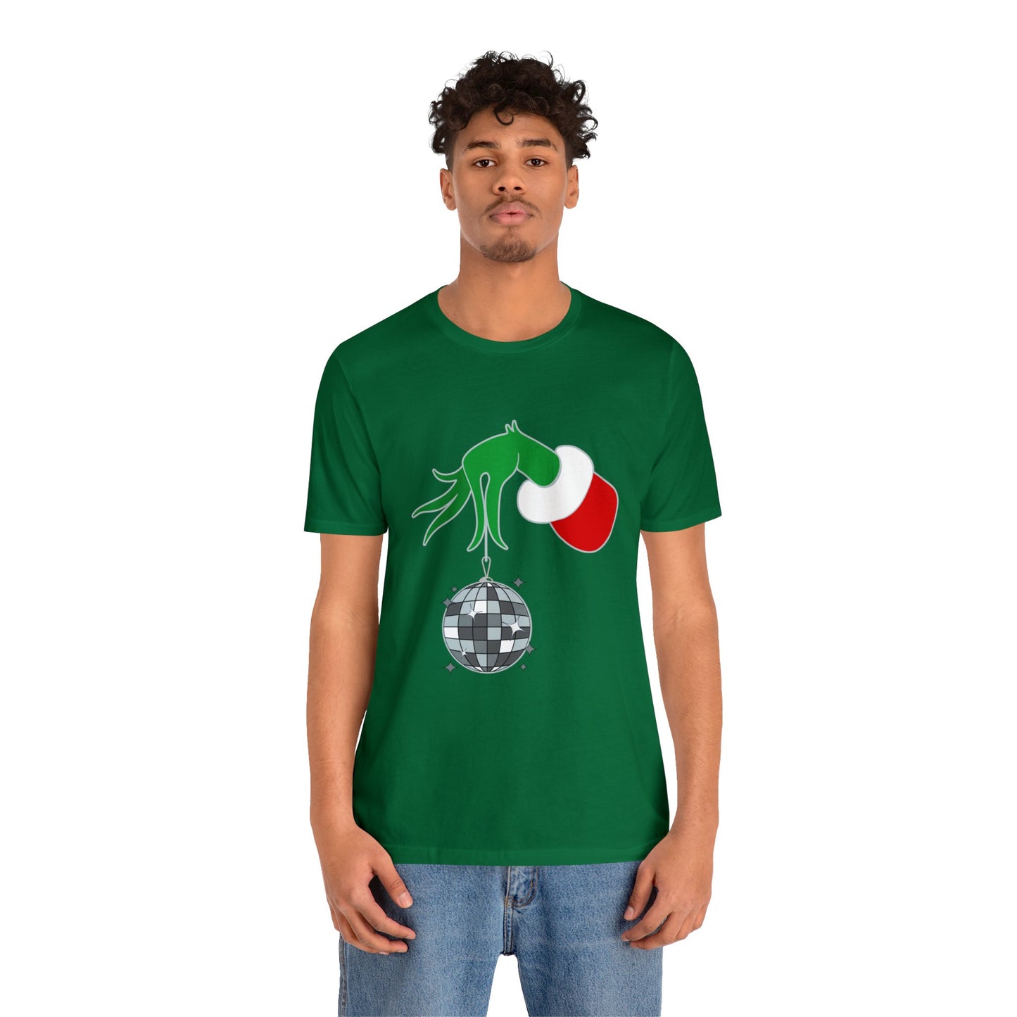 Back design - Grinchy Groovy and Bright Jingle Disco Ball - Unisex T-shirt