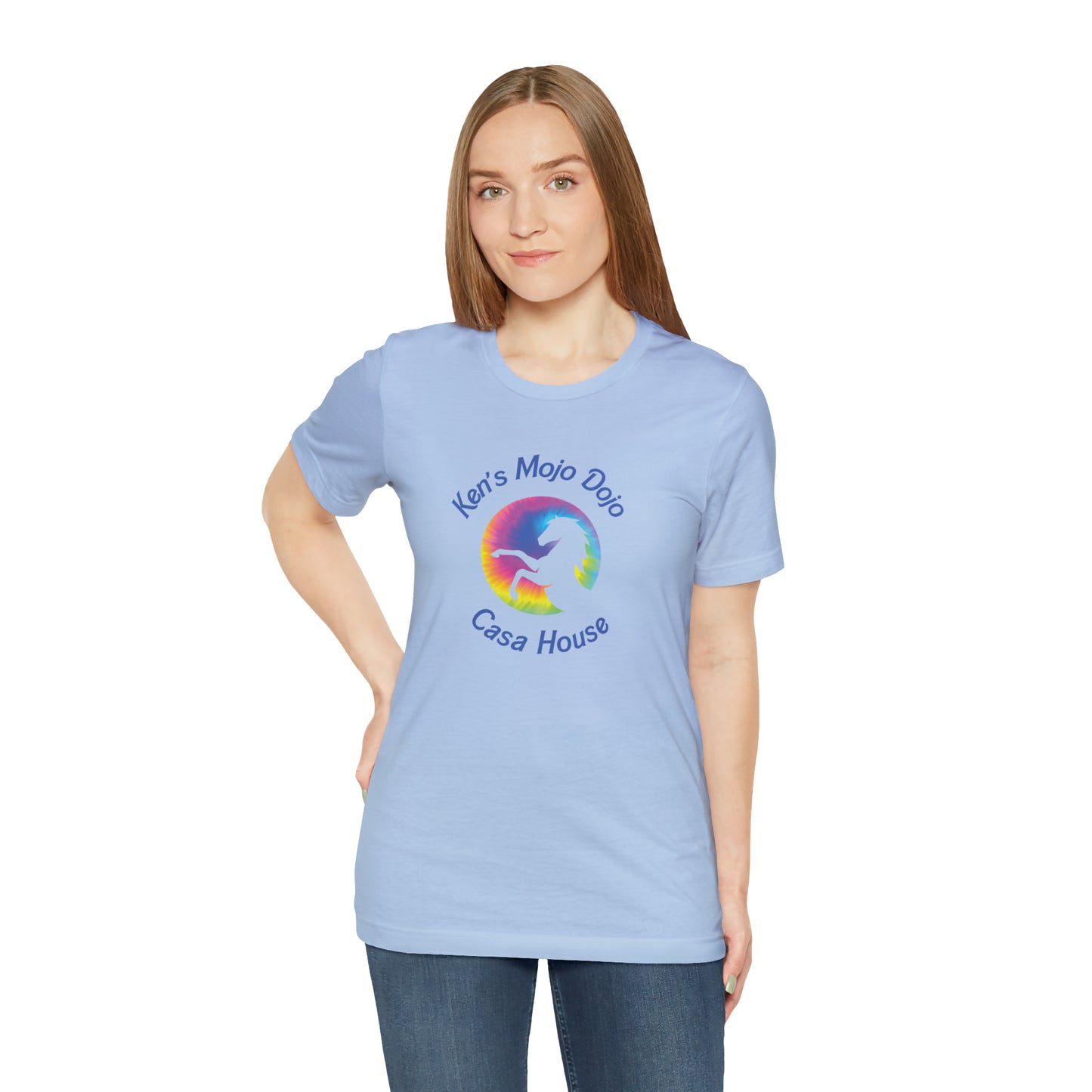 Tie Dye Moon Ken Blue, Unisex Jersey Short Sleeve Tee