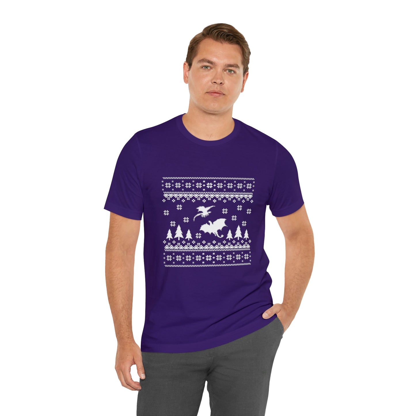 8-bit Fair Isle Dragon Christmas Version 5 - Unisex T-shirt