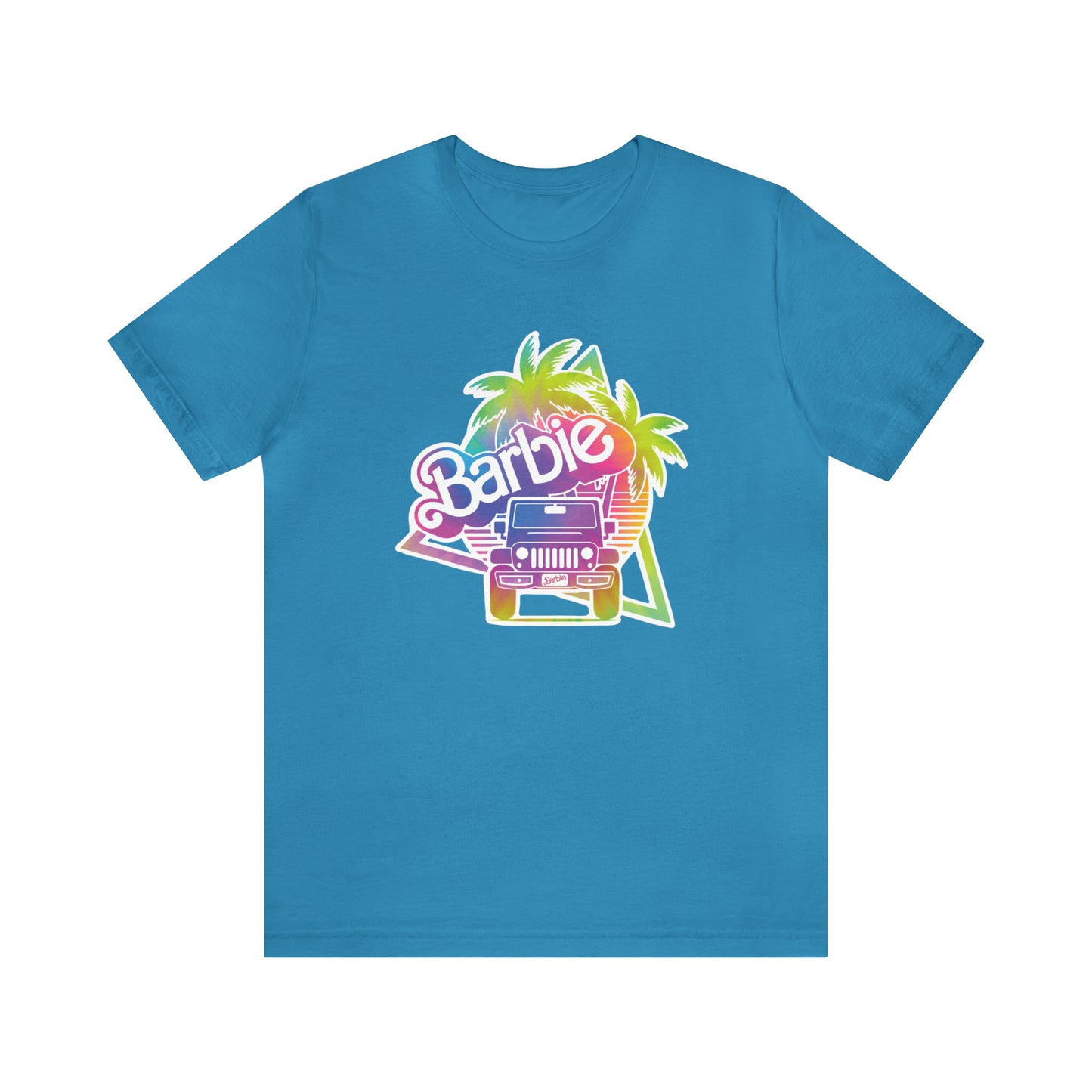 Tie dye 1, Beep Beep Barbie Jeep, Unisex Jersey Short Sleeve Tee