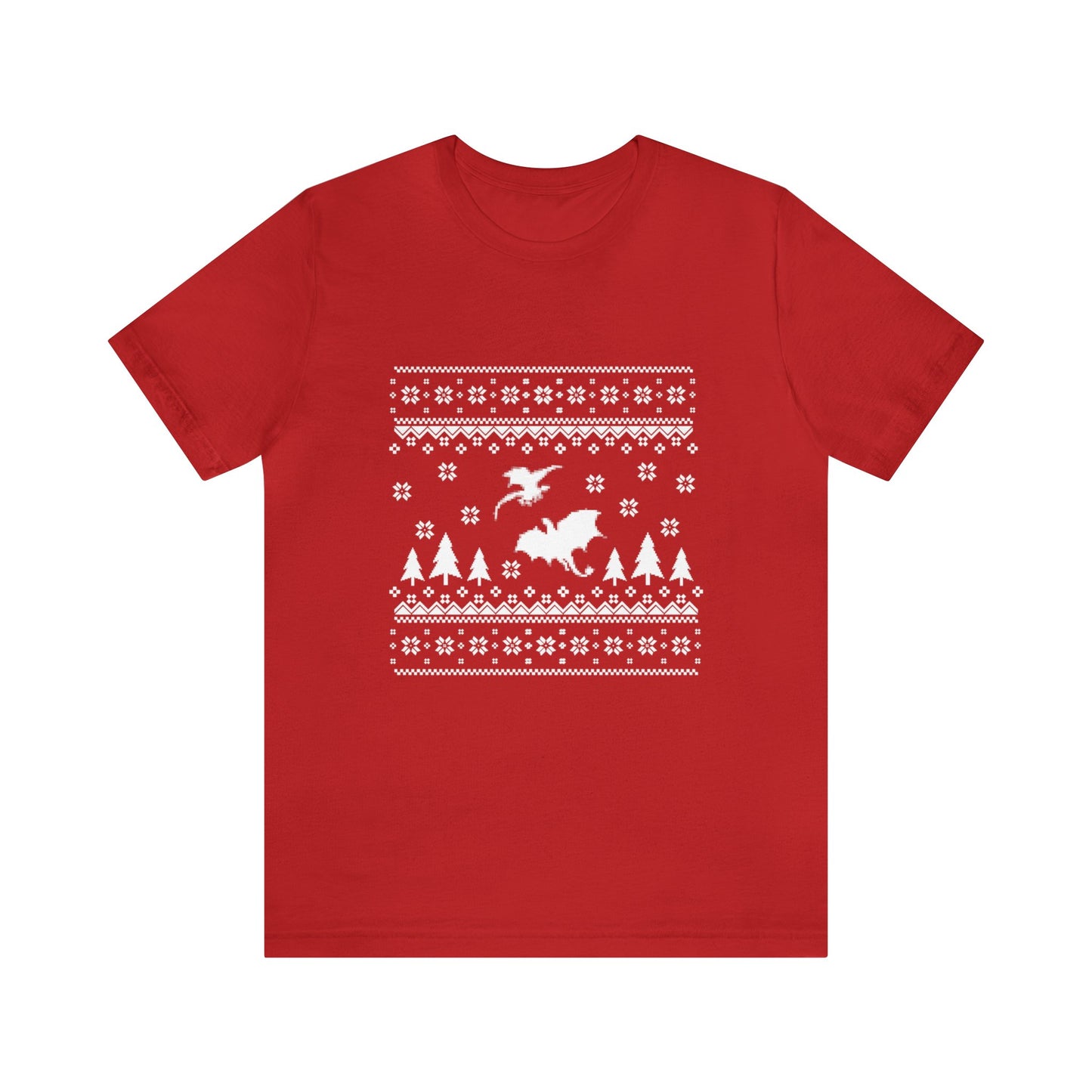8-bit Fair Isle Dragon Christmas Version 5 - Unisex T-shirt