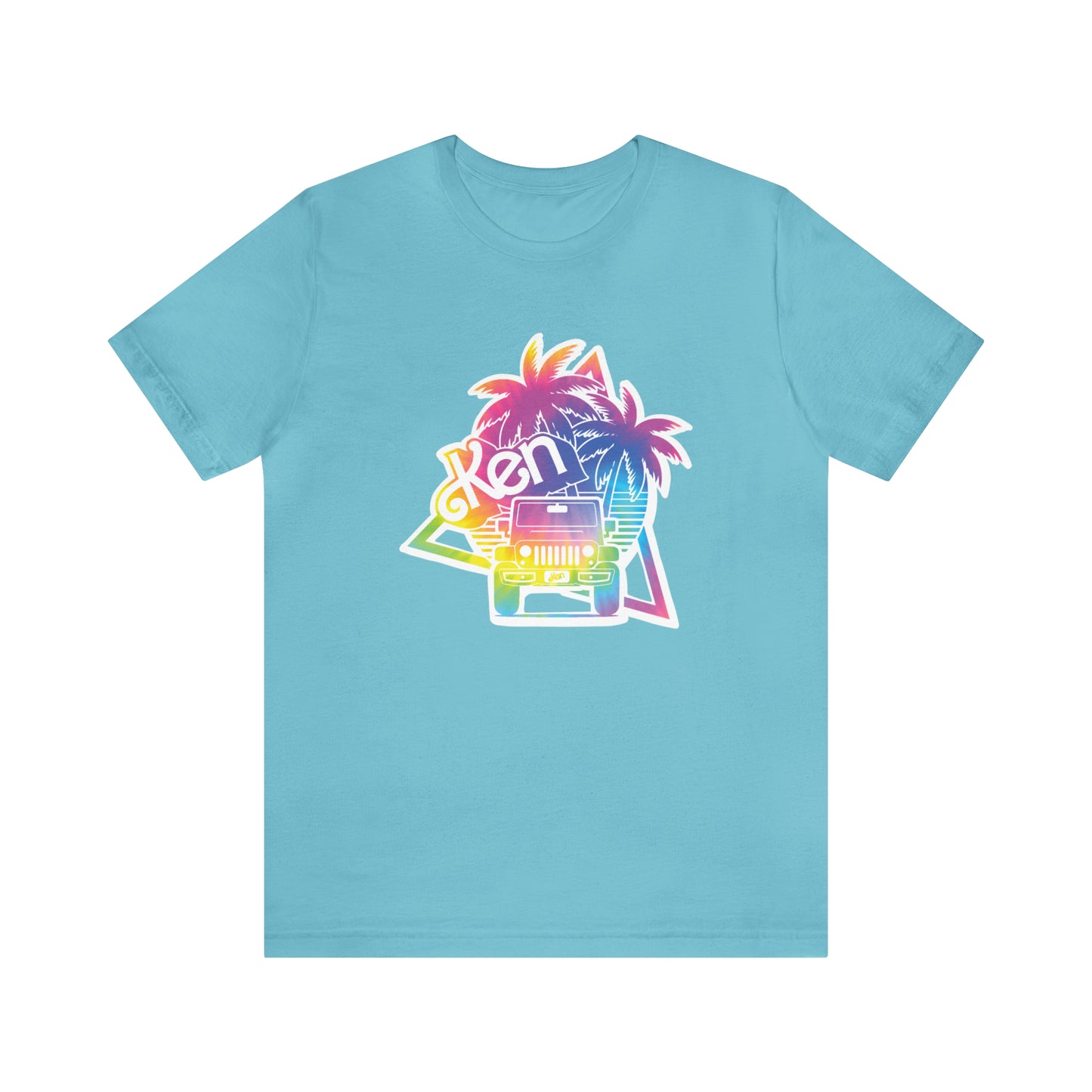 White sticker tie dye, Beep Beep KEN Jeep, Unisex Jersey Short Sleeve Tee