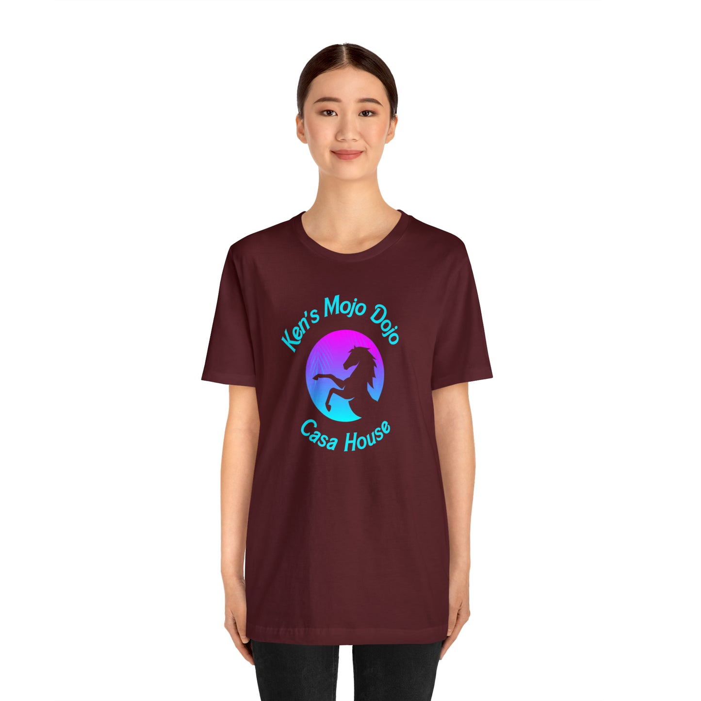 Neon Teal Moon: Mojo Dojo Casa House, Unisex Jersey Short Sleeve Tee