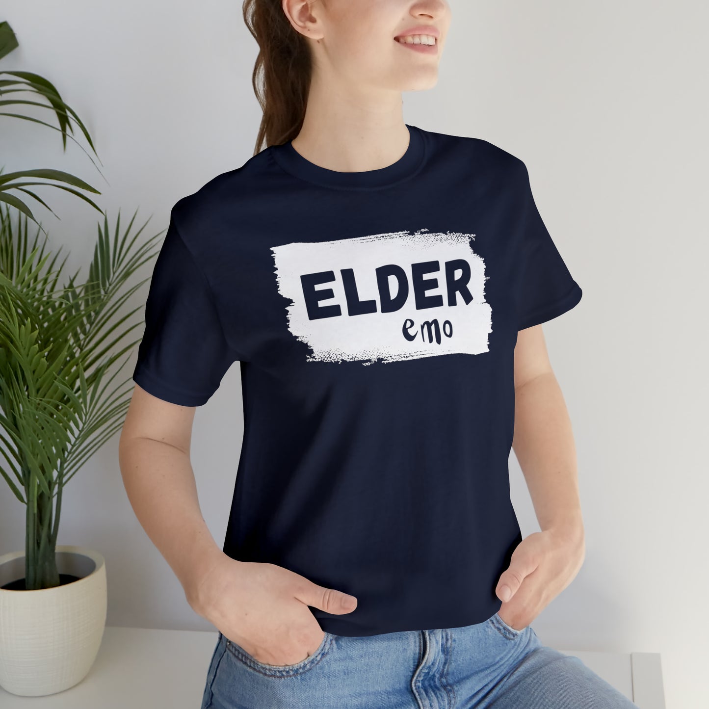 WHITE LETTER Elder Emo, Unisex Jersey Short Sleeve Tee