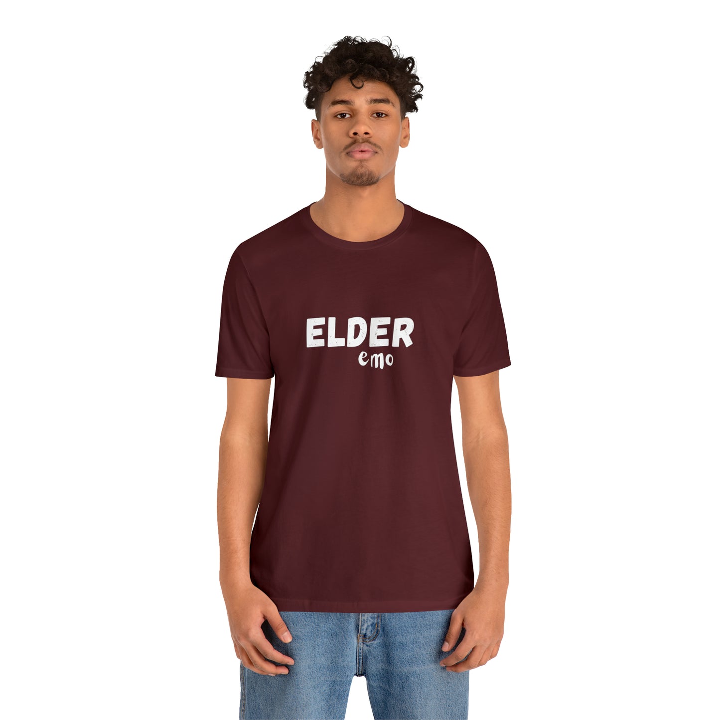 No paint WHITE LETTER Elder Emo, Unisex Jersey Short Sleeve Tee