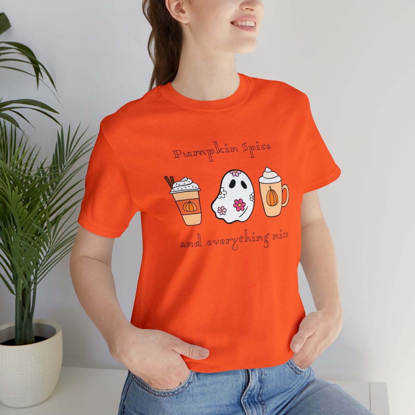 Color Flower - Pumpkin Ghost, Unisex Jersey Short Sleeve Tee