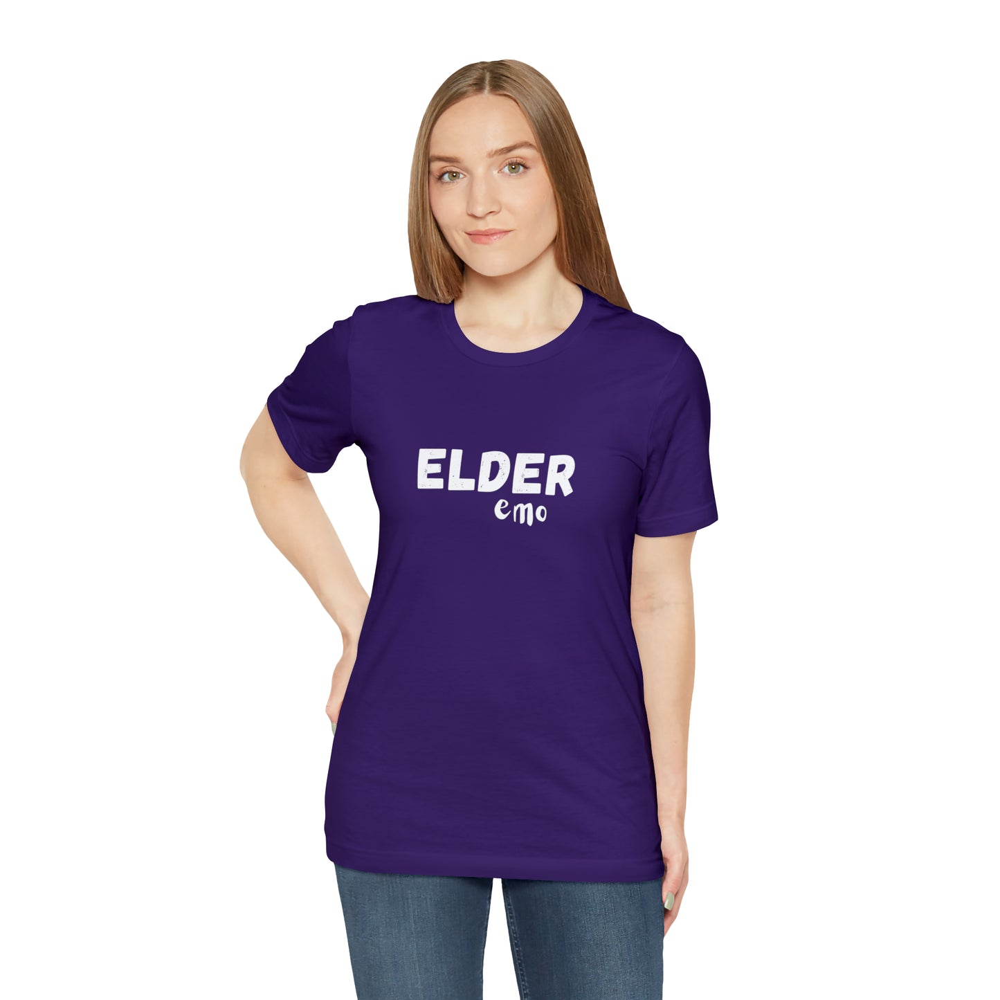 No paint WHITE LETTER Elder Emo, Unisex Jersey Short Sleeve Tee