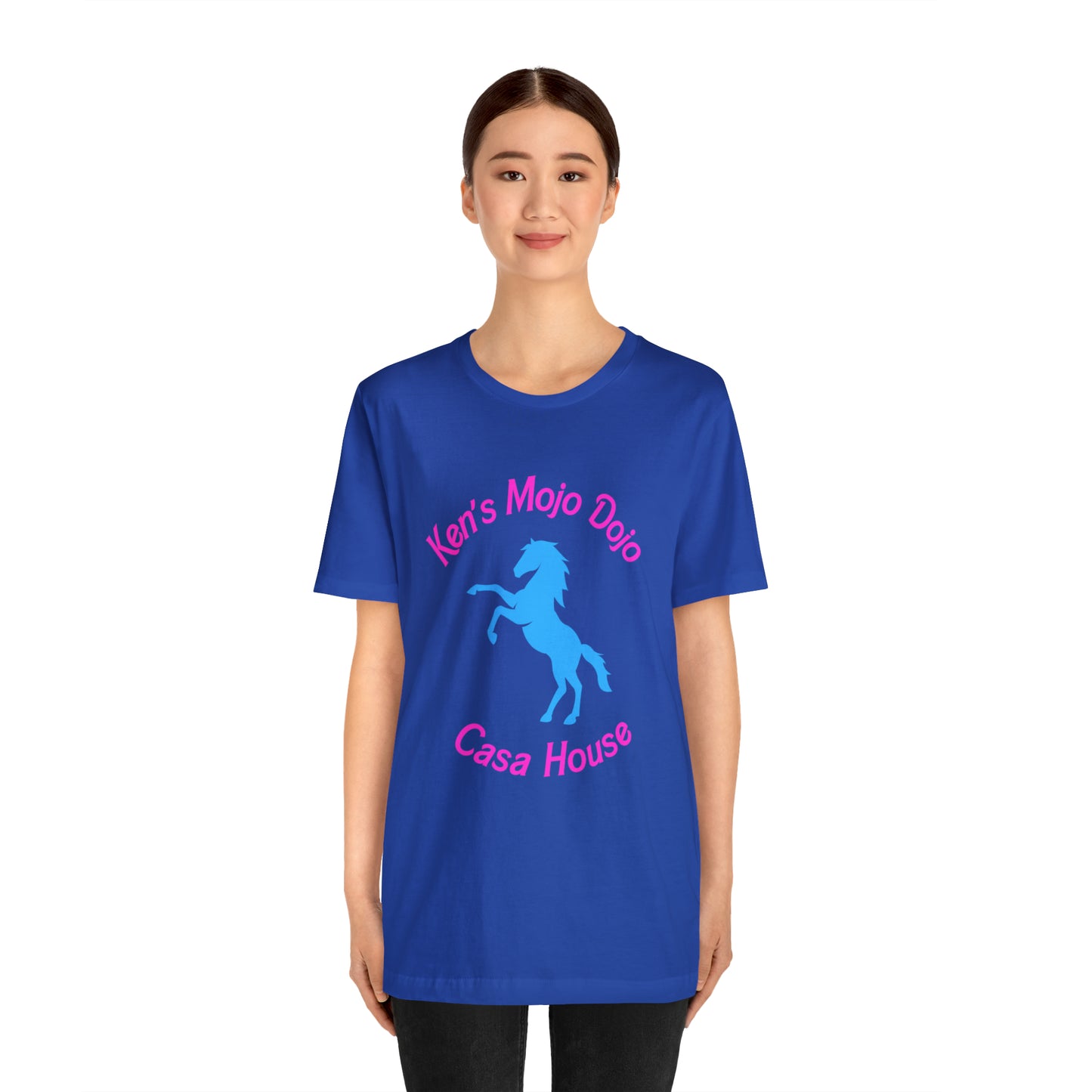 Neon Pink and Blue: Ken's Mojo Dojo Casa House, Unisex Jersey Short Sleeve Tee