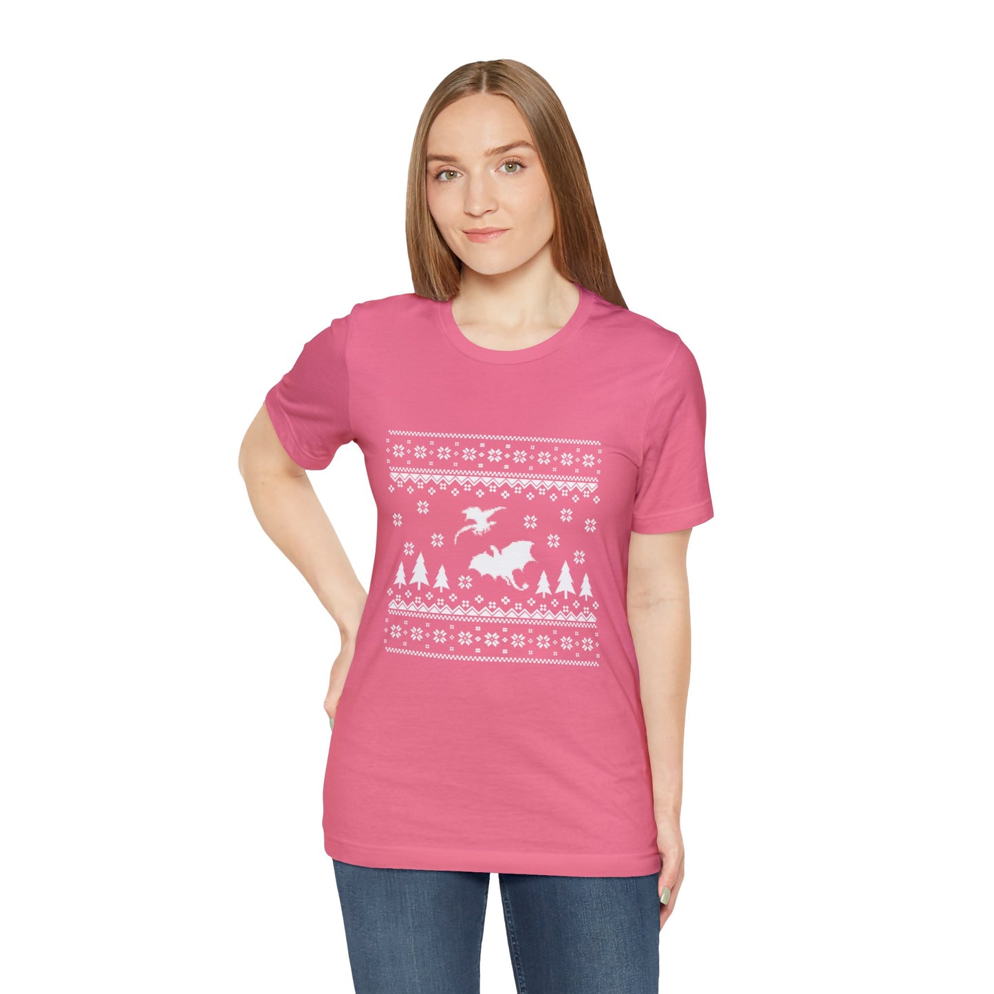 8-bit Fair Isle Dragon Christmas Version 5 - Unisex T-shirt