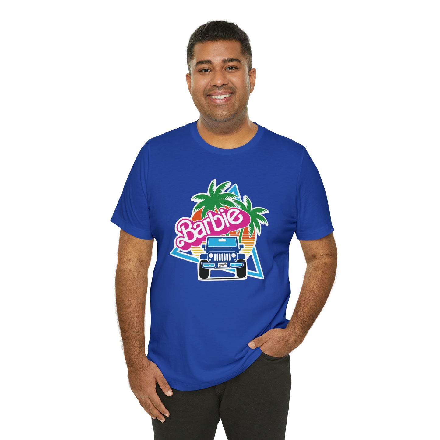 Blue jeep, Beep Beep Barbie Jeep, Unisex Jersey Short Sleeve Tee